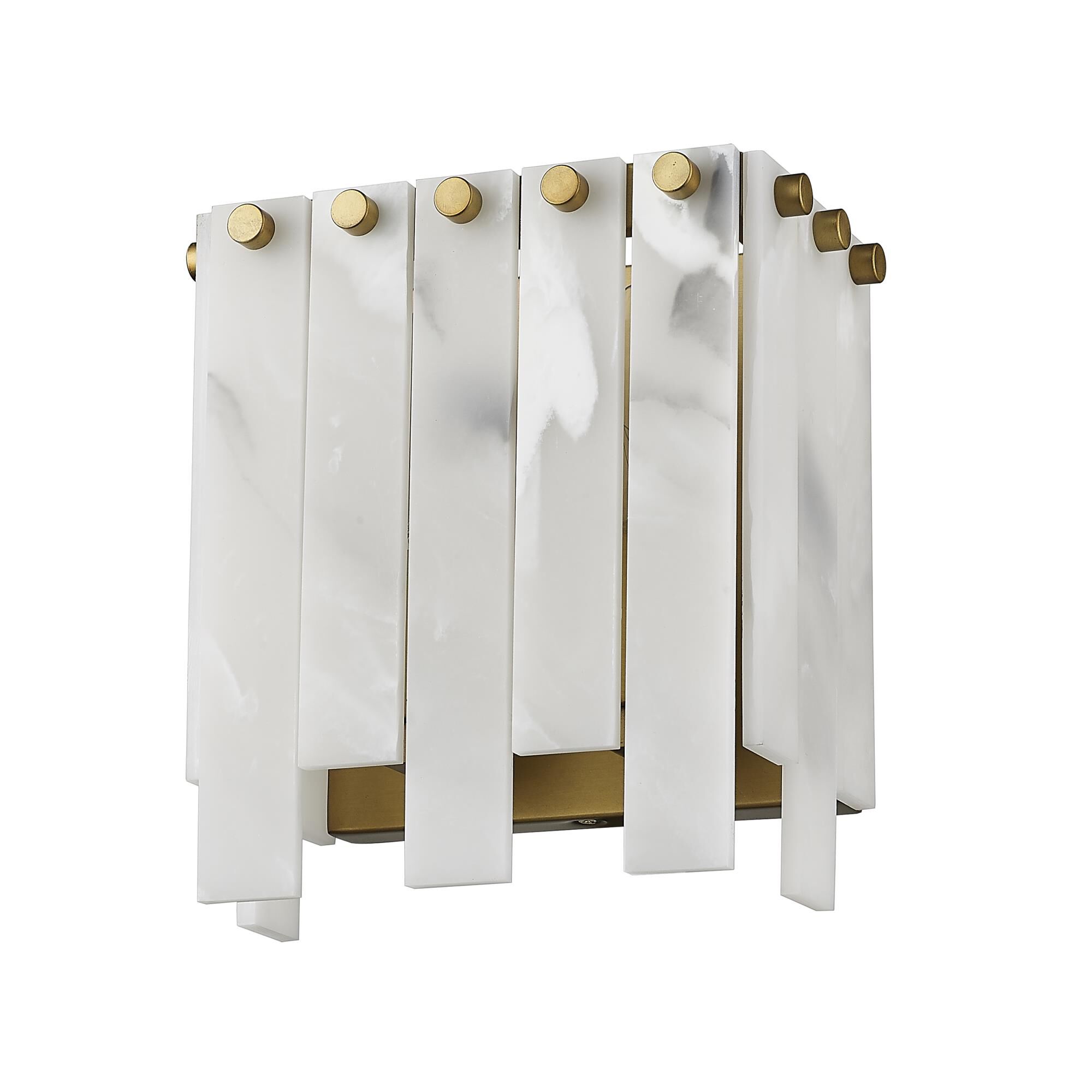 Shown in Rubbed Brass finish and Alabaster Resin shade