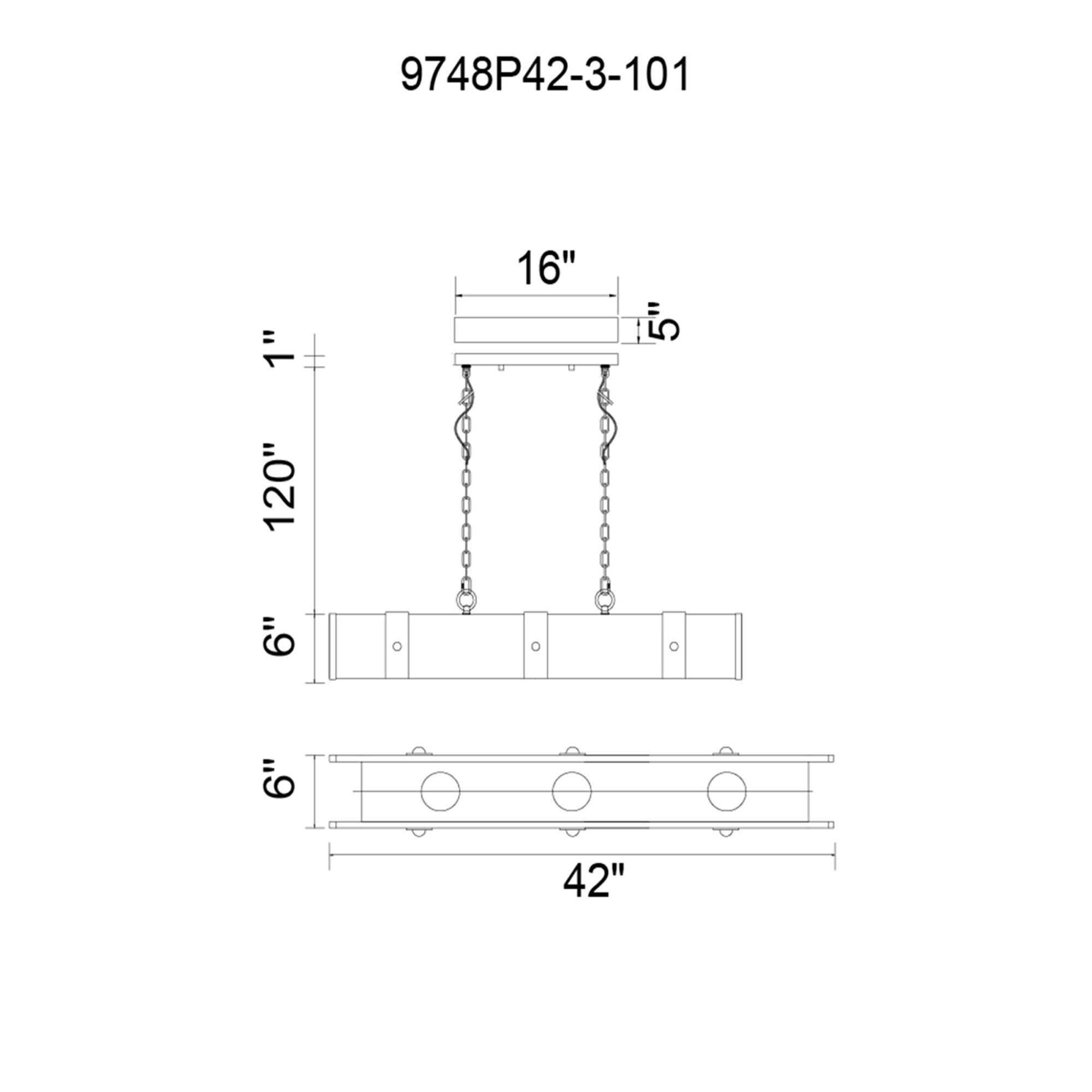 Pago 42 Inch 3 Light LED Linear Suspension Light by CWI Lighting