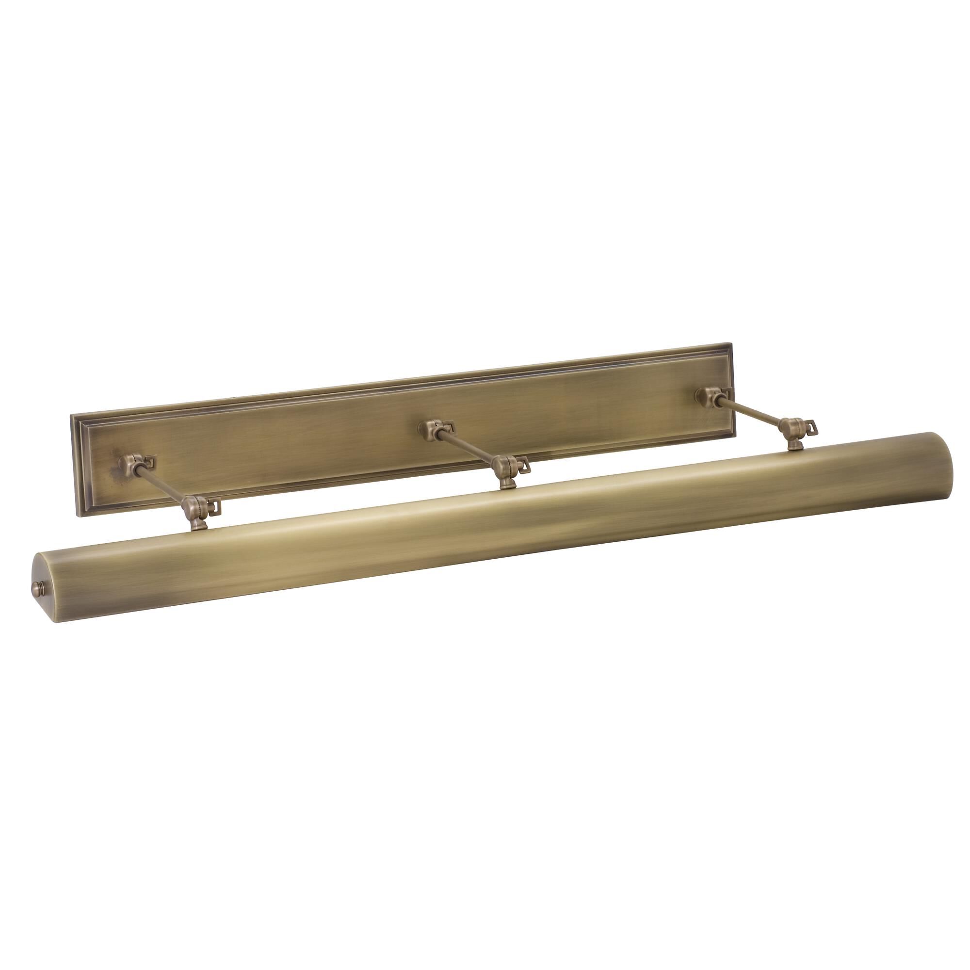 Shown in Antique Brass finish and Metal shade