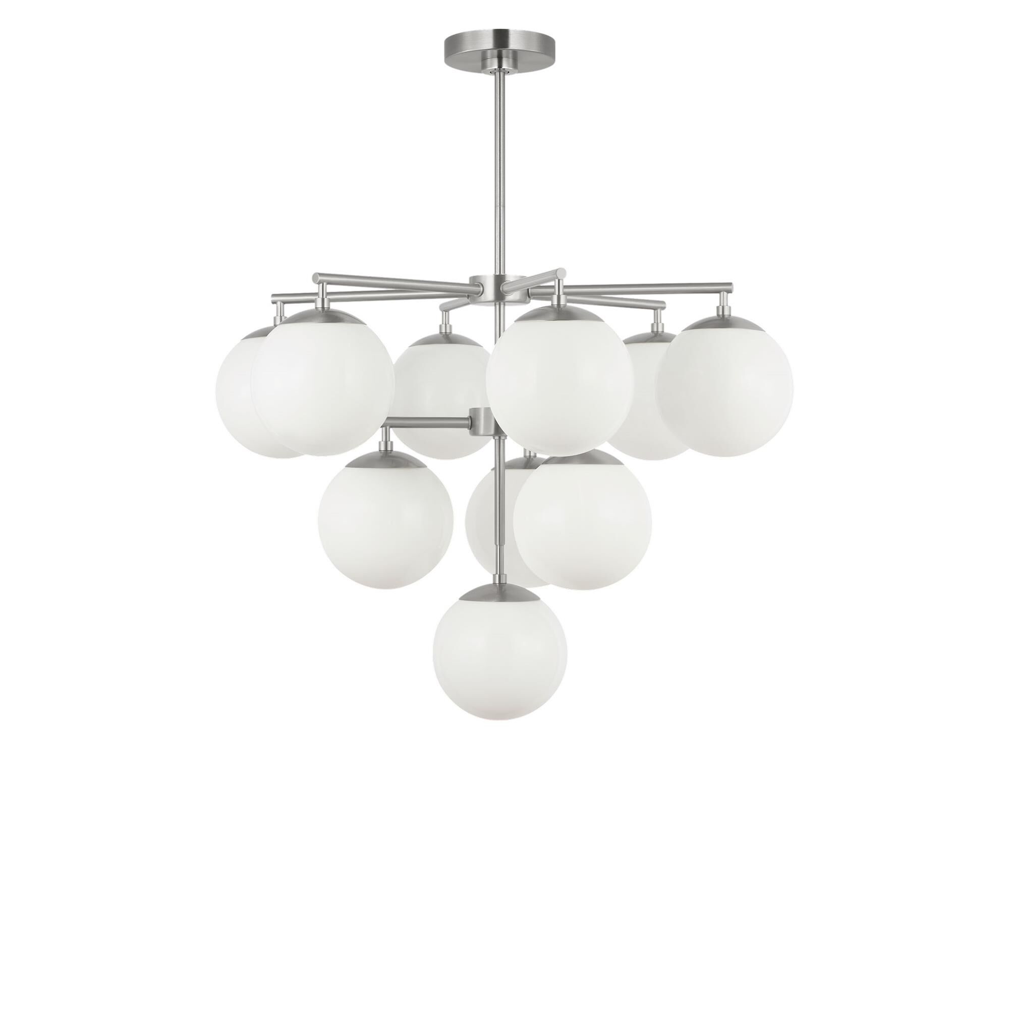 Shown in Brushed Nickel finish and Clear White glass