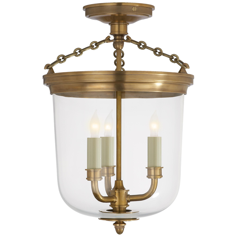 Thomas O'Brien Merchant 11 Inch 3 Light Semi Flush Mount by Visual Comfort Signature Collection