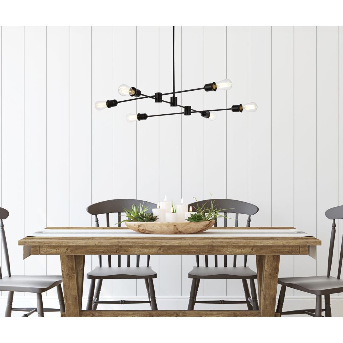 Xavier 35 Inch 6 Light Linear Suspension Light by Elegant Lighting