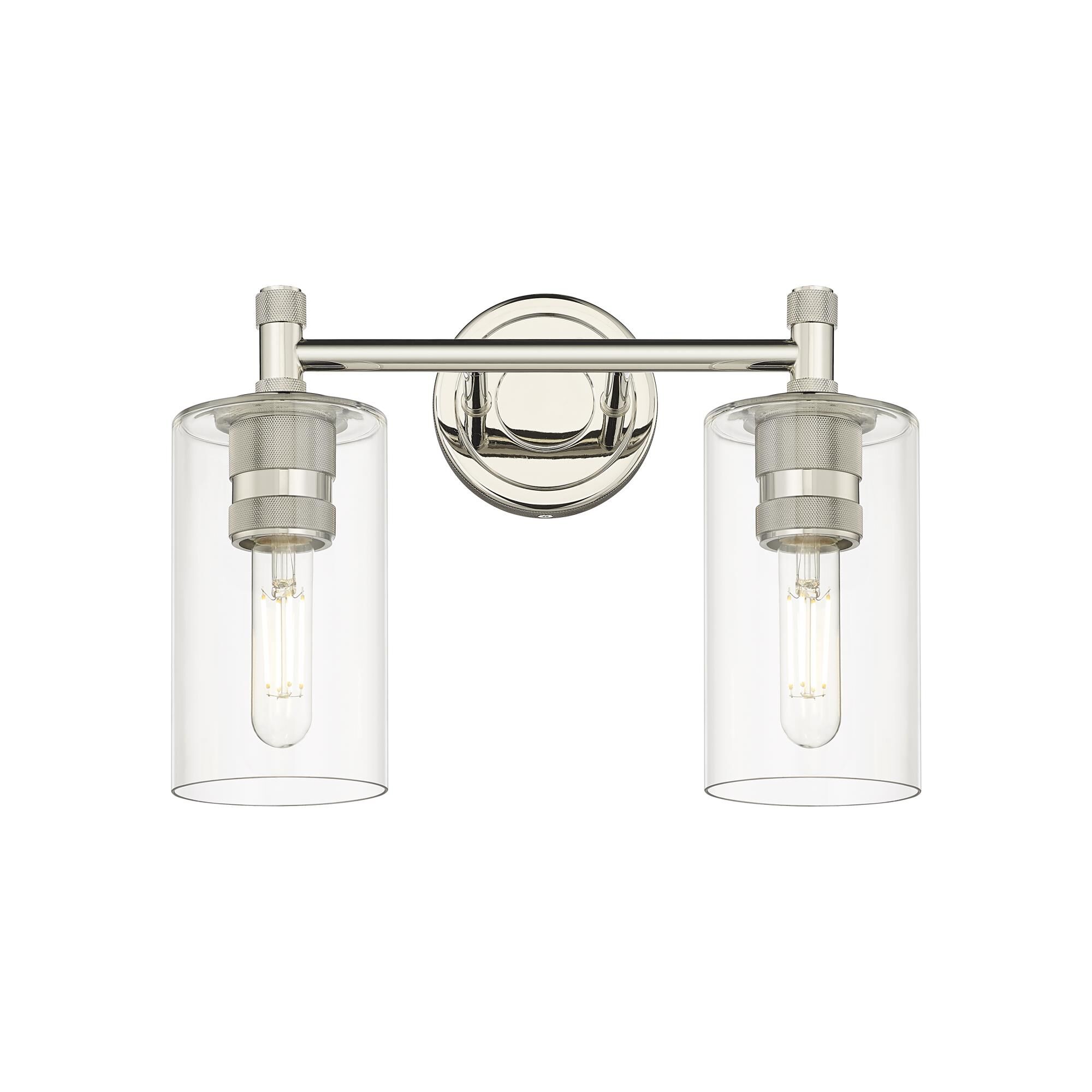 Shown in Polished Nickel finish and Clear glass and Clear Glass shade