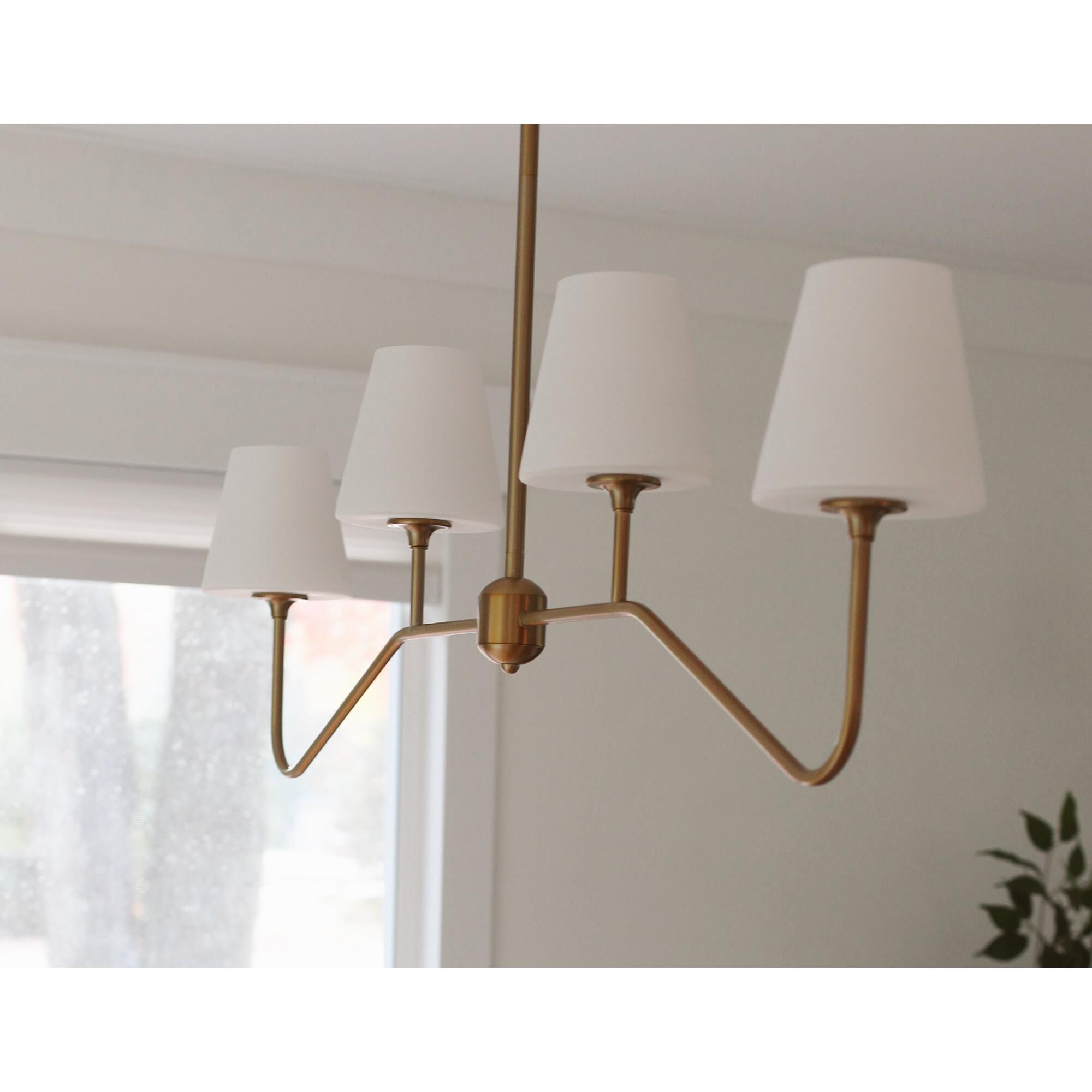 Shown in Vibrant Gold finish and Glass glass and White shade