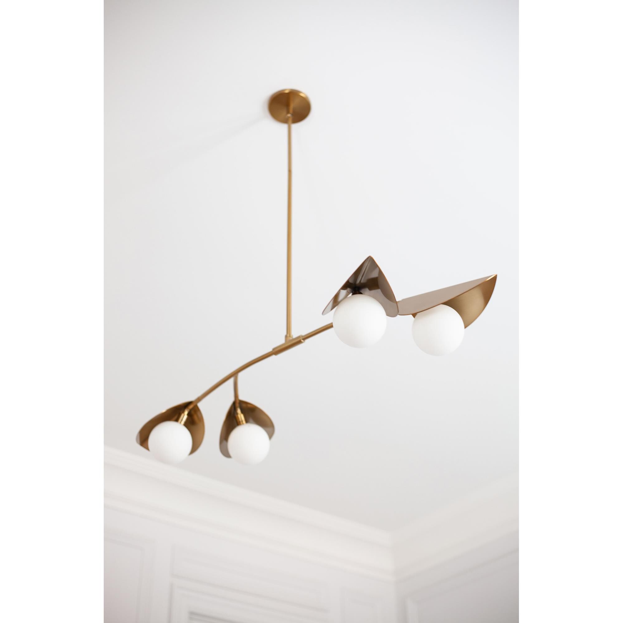 Shown in Aged Brass and White finish and Aged Brass Dome shade