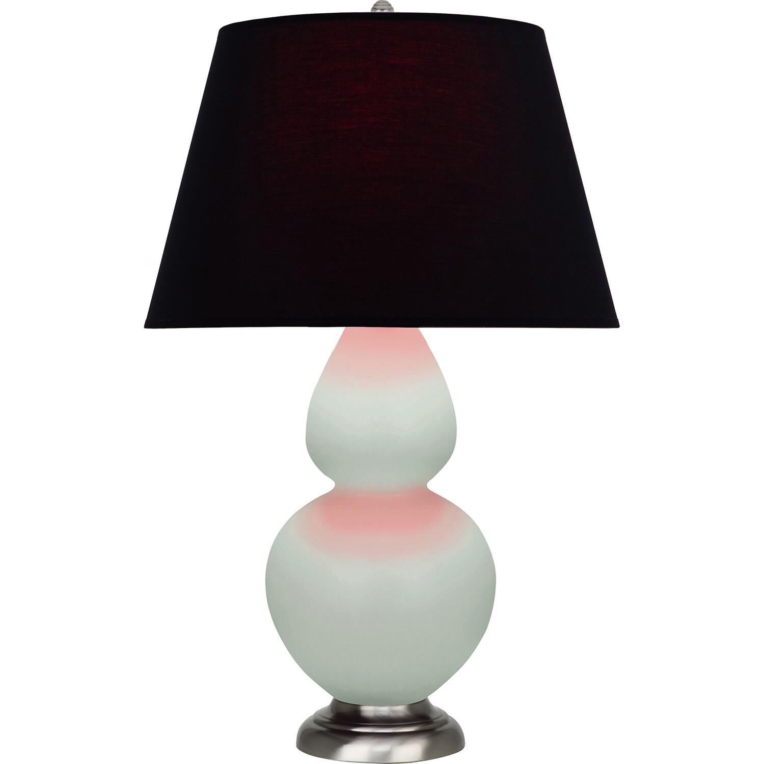 Shown in Matte Celadon finish and Ink Black with Rose Red Lining shade and Antique Silver accent