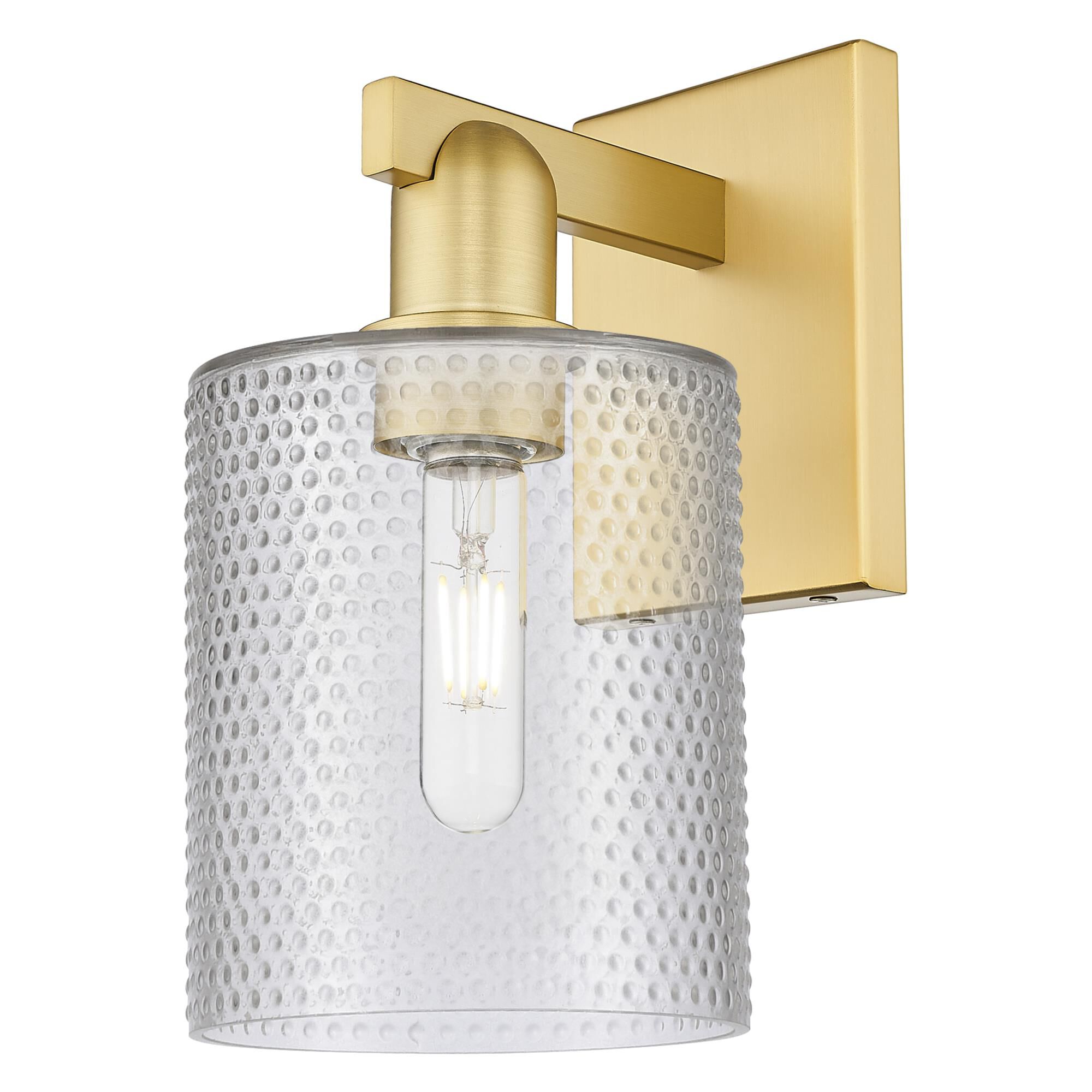 Shown in Satin Gold finish and Clear glass