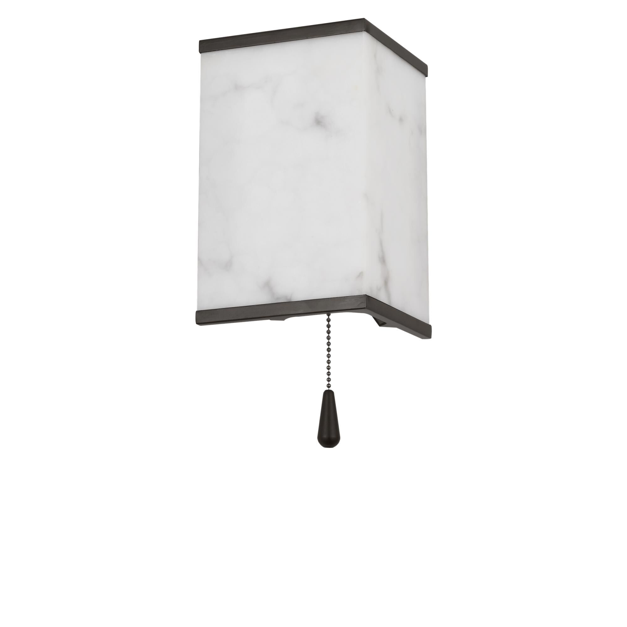 Shown in Aged Iron finish and Faux Alabaster shade