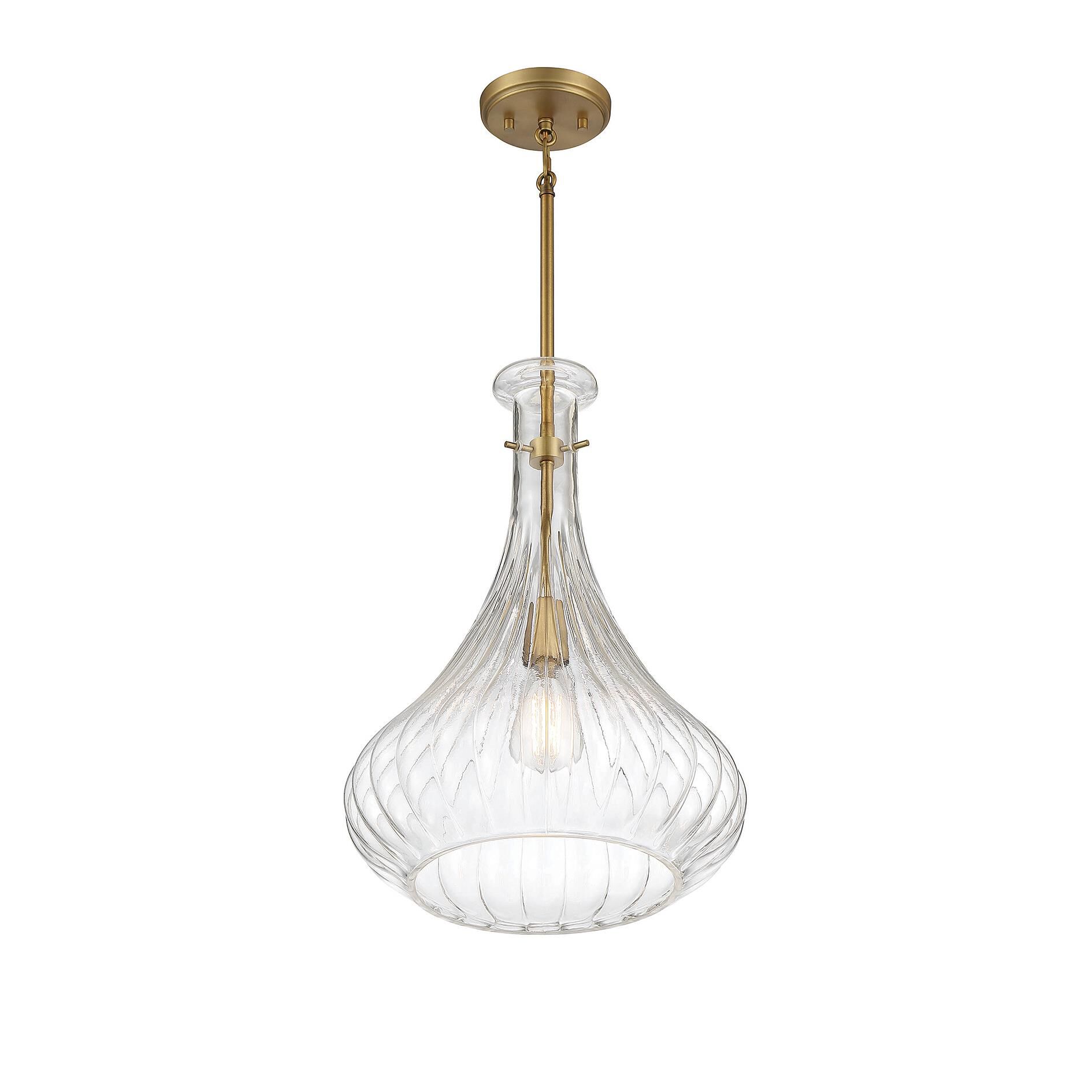 Shown in Warm Brass finish and Fluted glass