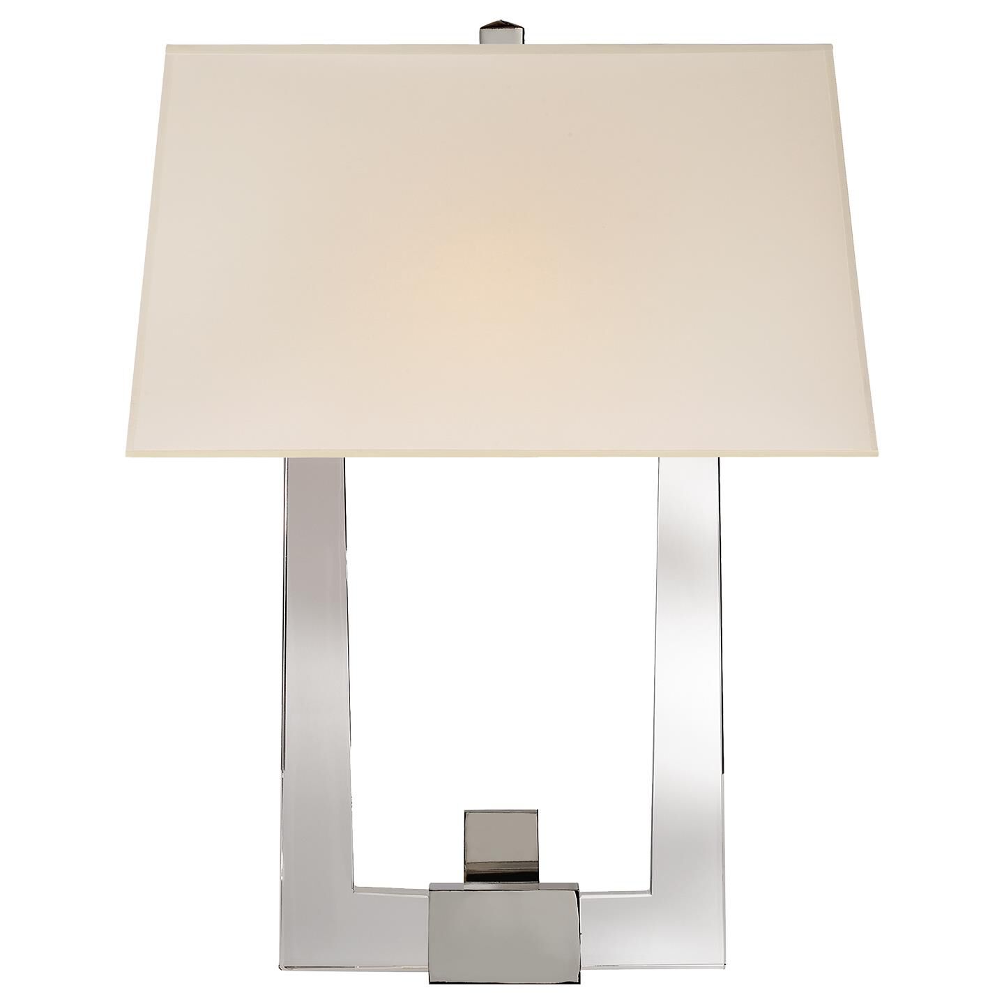 Shown in Crystal With Polished Nickel finish and Silk Shield shade
