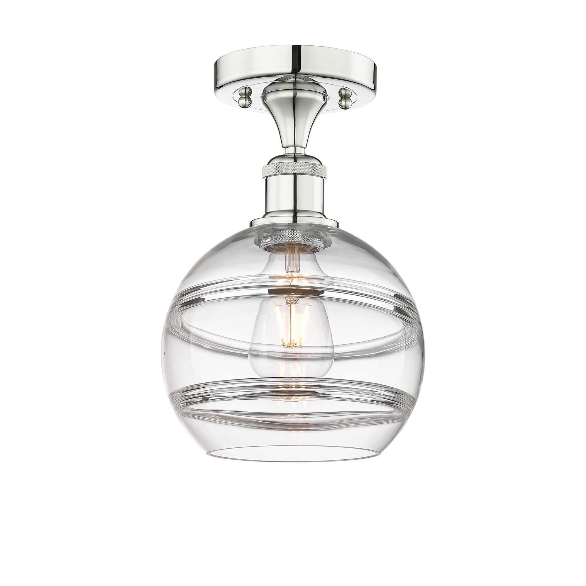 Shown in Polished Nickel finish and Clear glass
