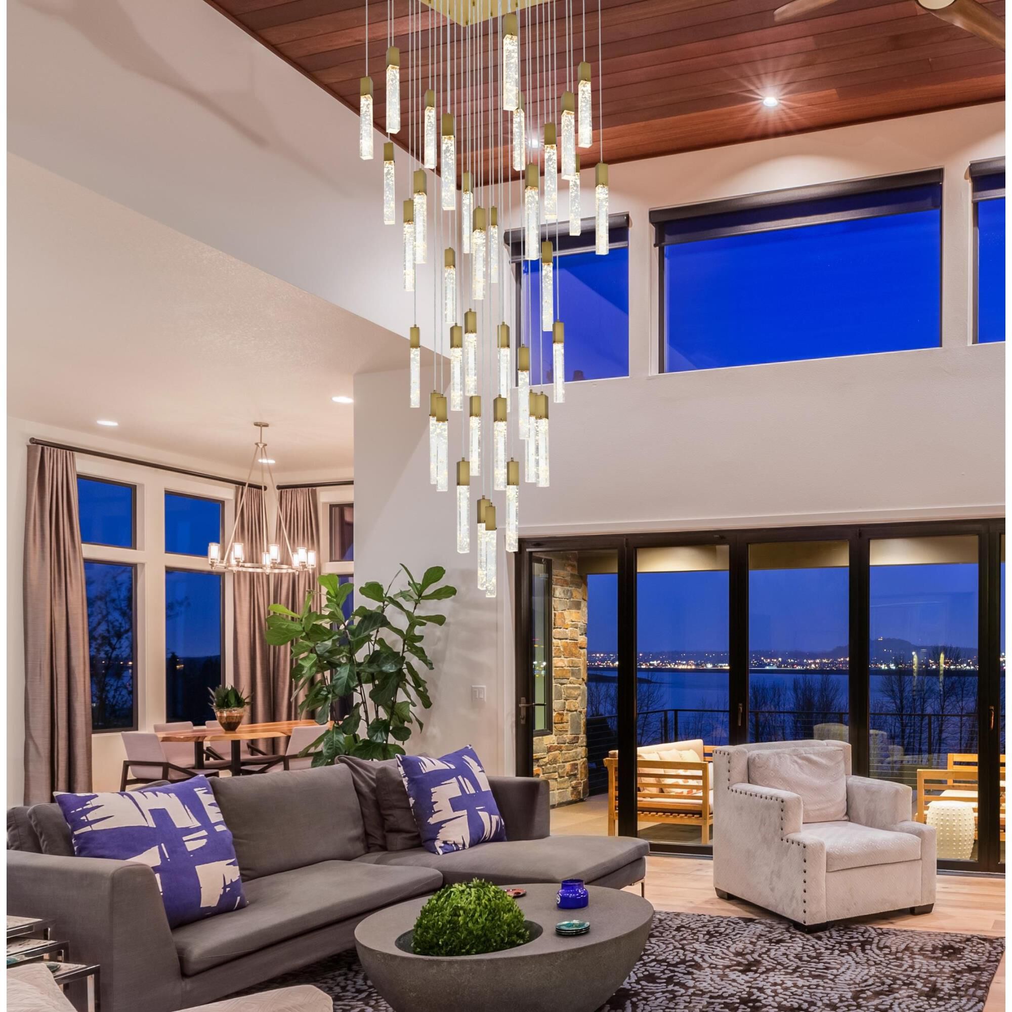 Aurora 42 Inch Multi Light Pendant by Elegant Lighting