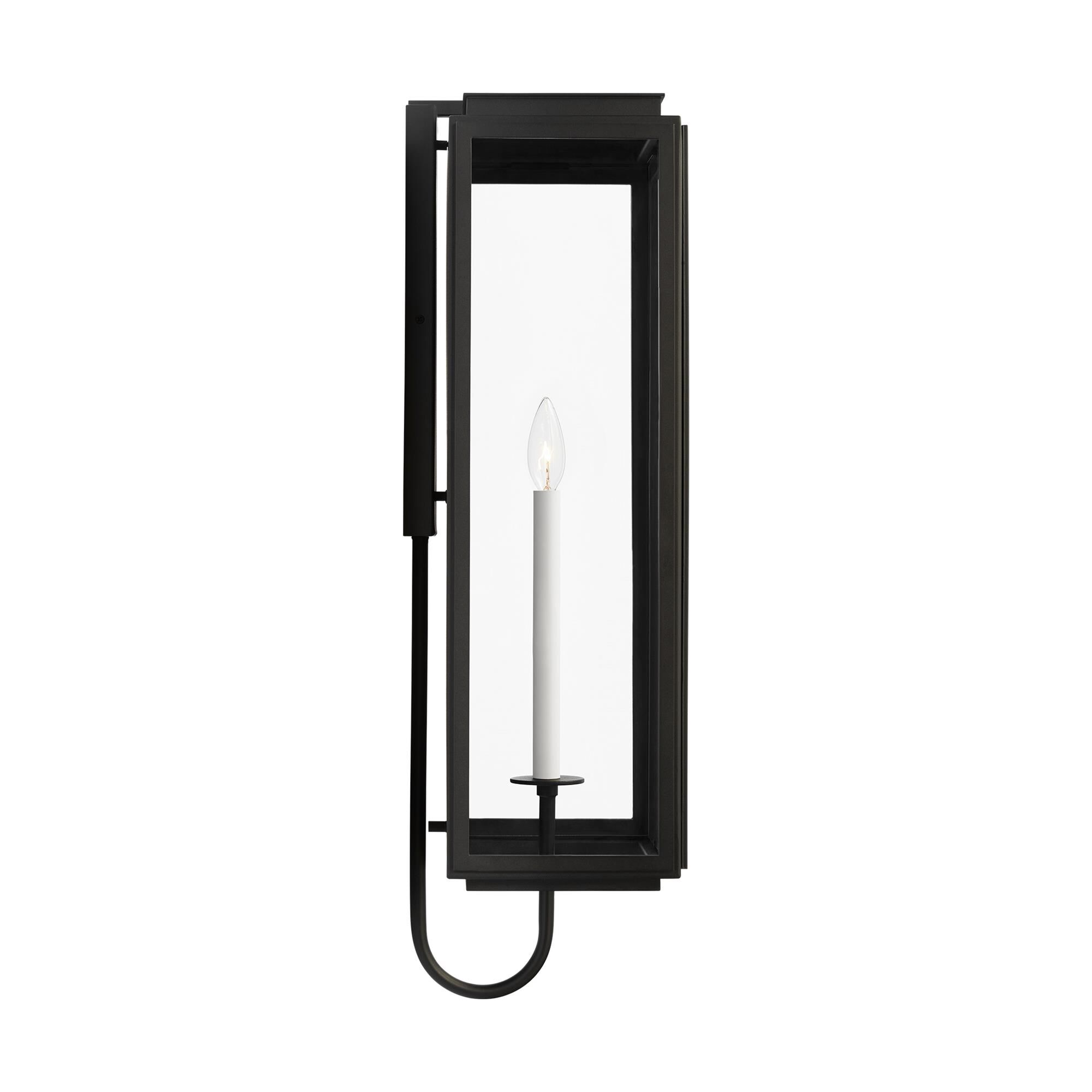 Shown in Textured Black finish and Clear Glass Panels shade