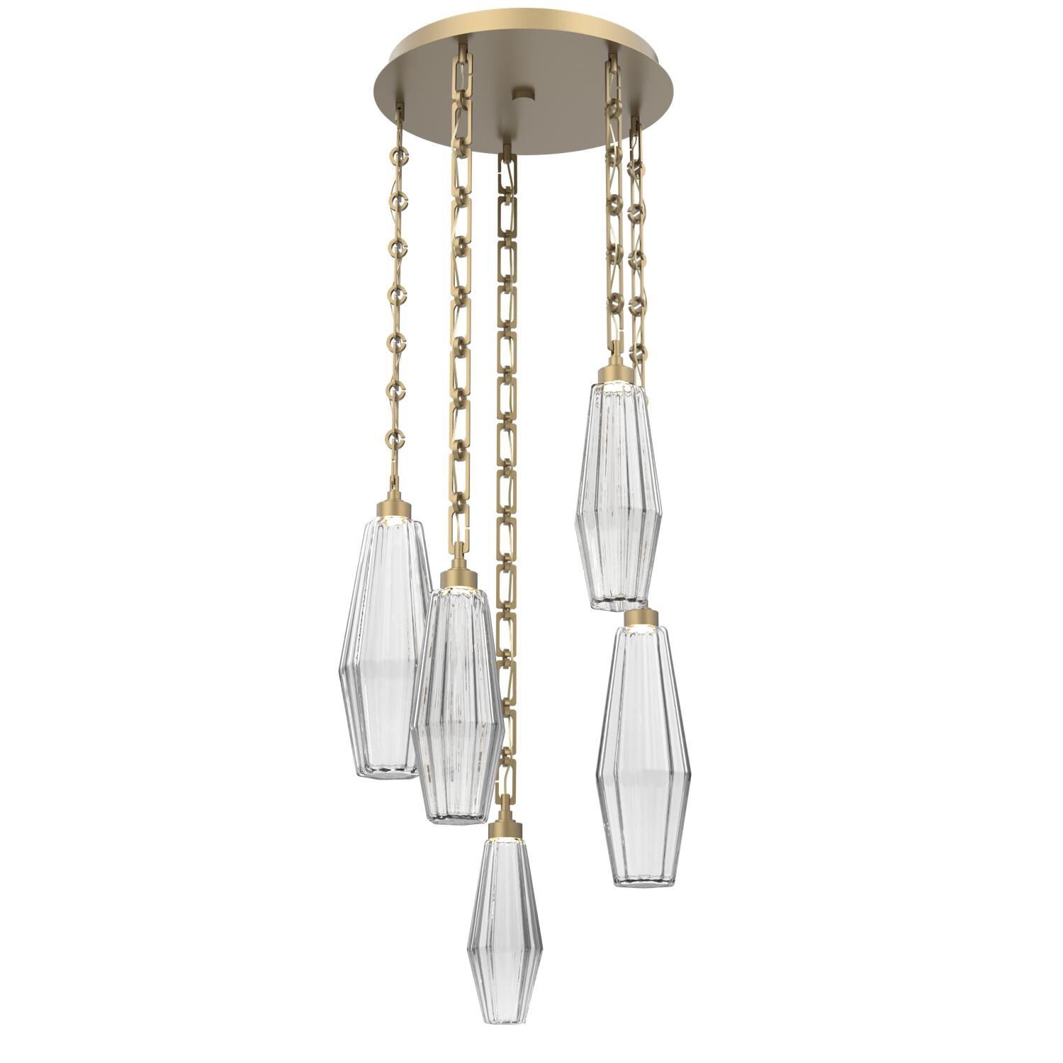 Shown in Gilded Brass finish and Clear glass