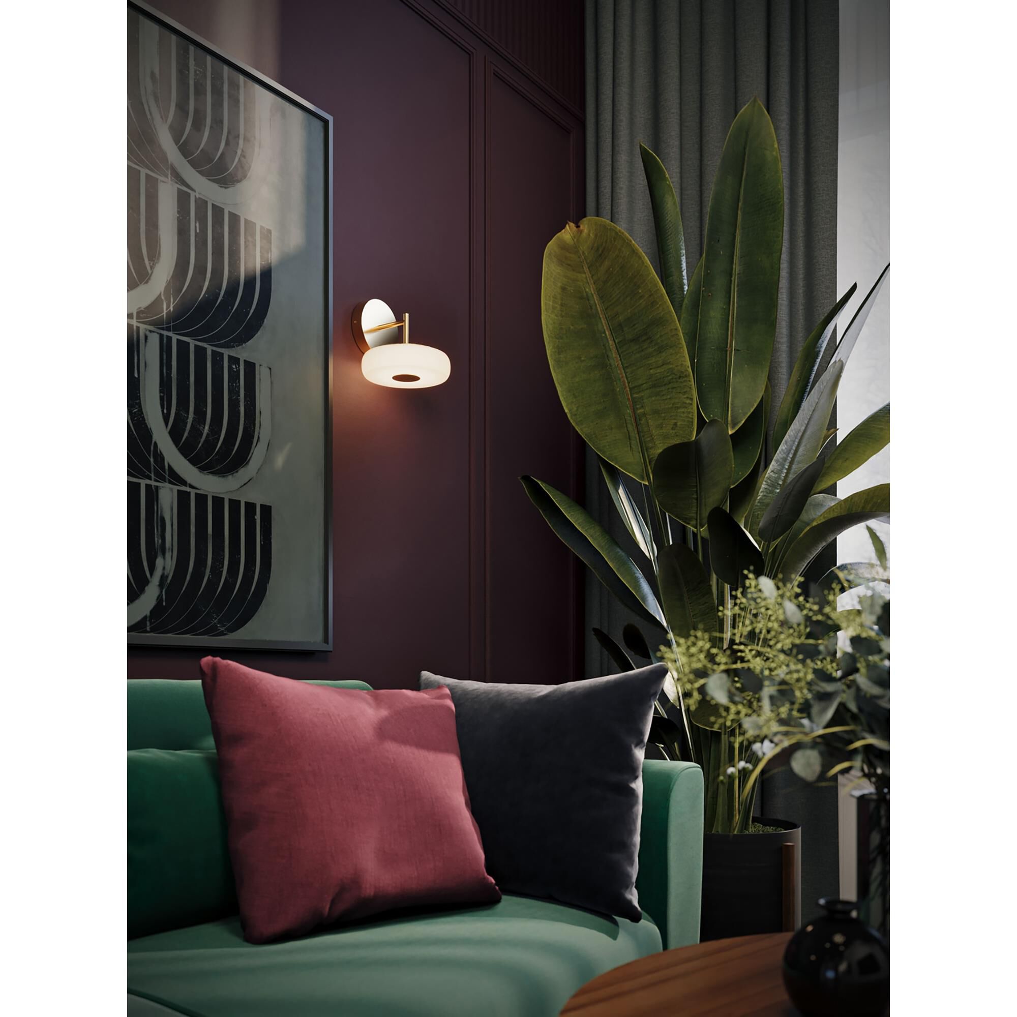 Shown in Light Antique Brass finish and White shade