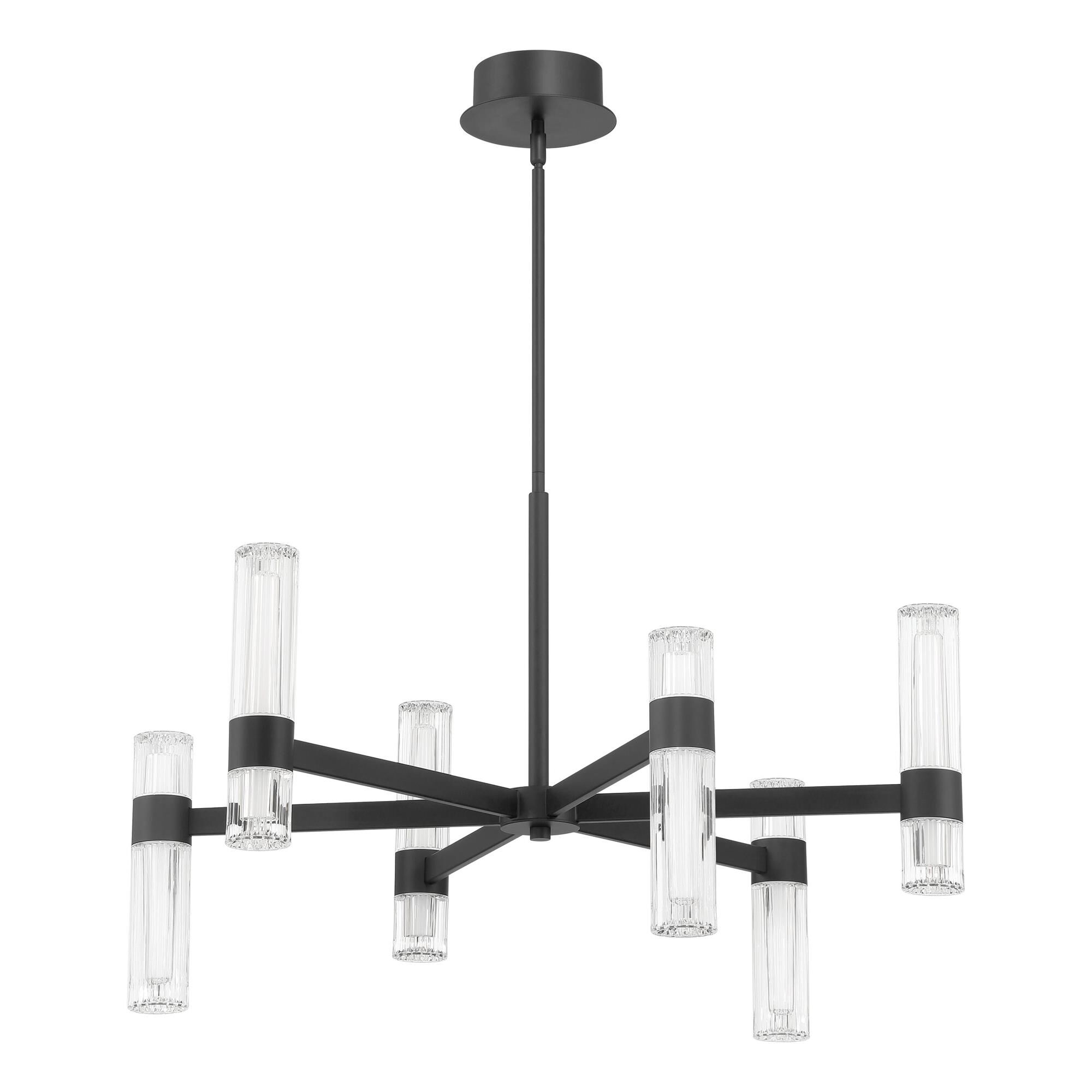 Shown in Matte Black finish and Clear Ribbed, White glass