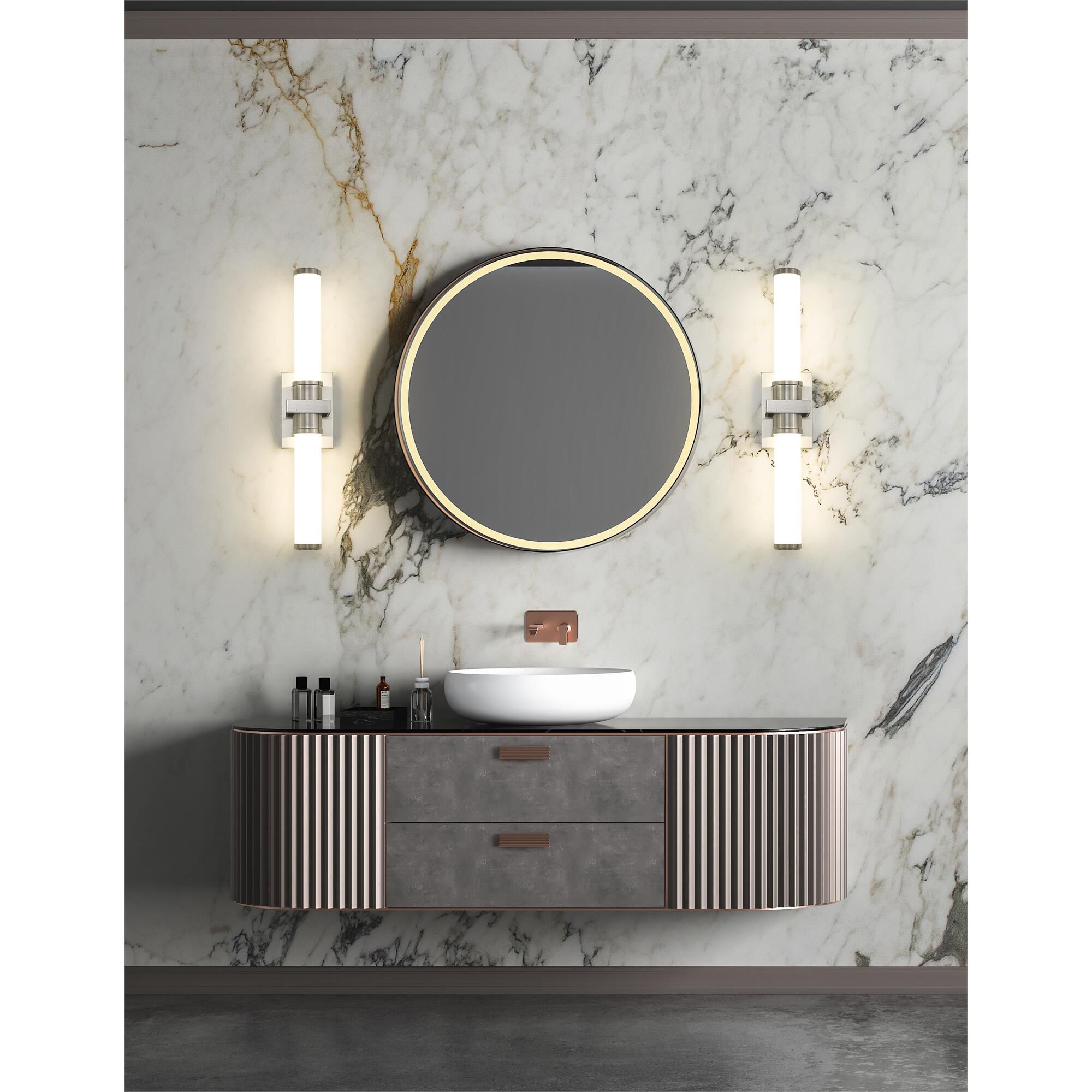 Shown in Brushed Nickel finish and Opal White glass and Opal White shade