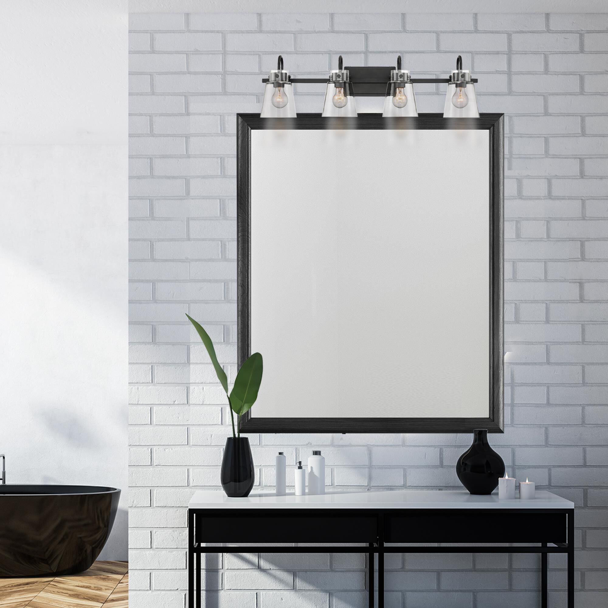 Shown in Matte Black finish and Clear glass