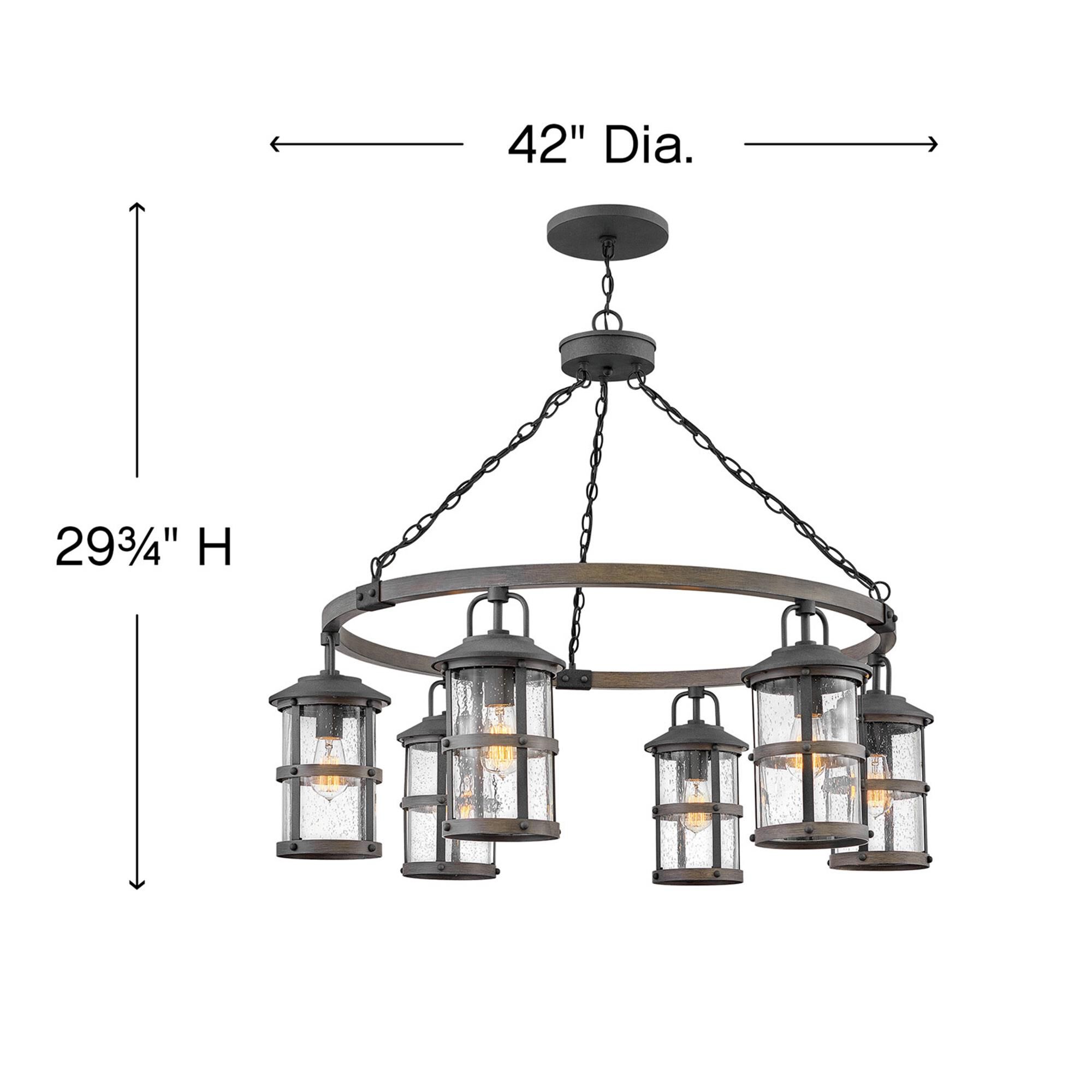 Shown in Aged Zinc with Driftwood Gray finish and Clear Seedy glass