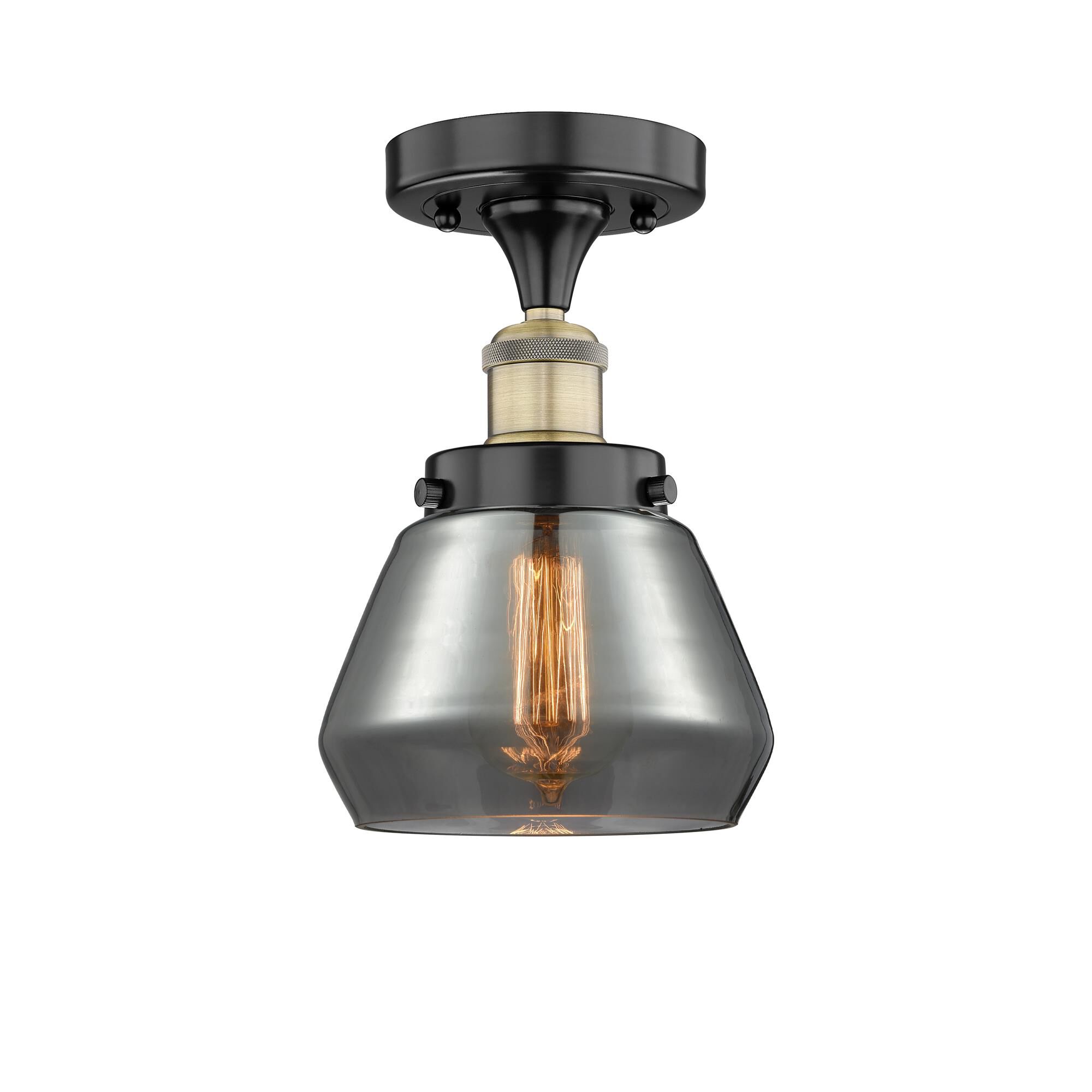 Shown in Black Antique Brass finish and Plated Smoke glass