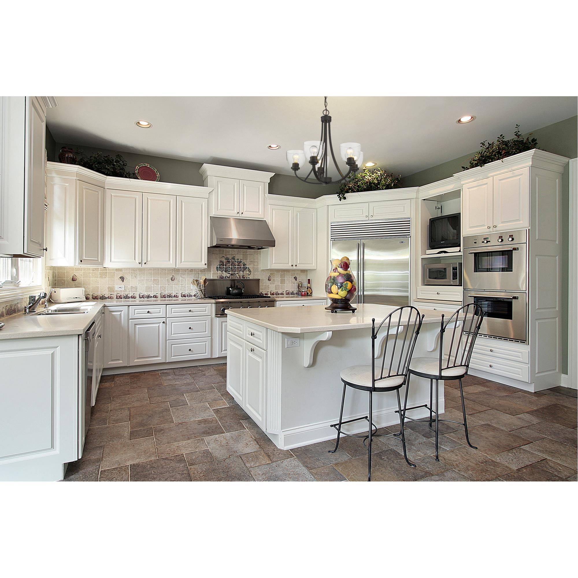 Shown in Bronze finish and Glass shade