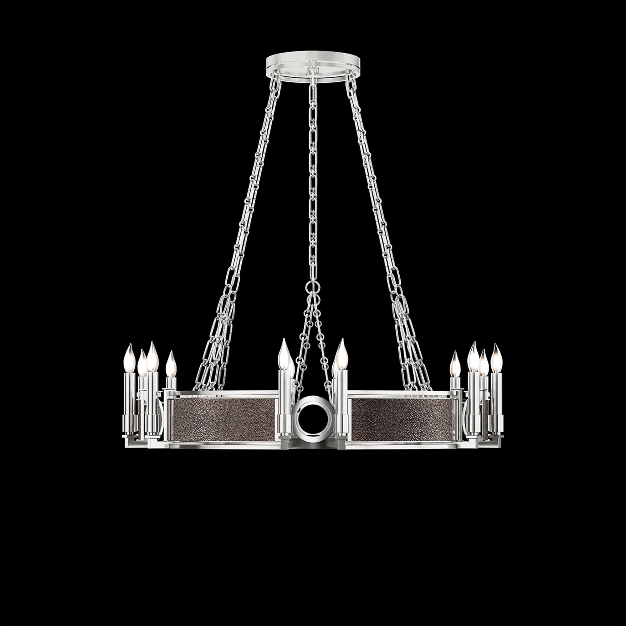 Shown in Silver Leaf and Nickel  finish and Pebble accent