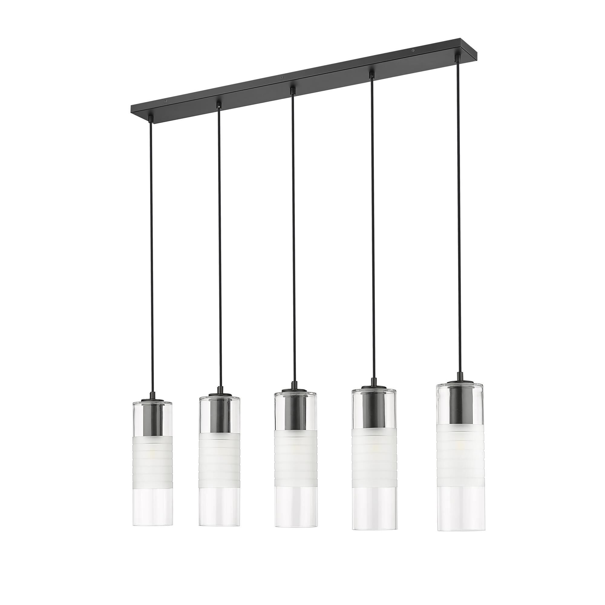 Shown in Matte Black finish and Clear and Frosted glass