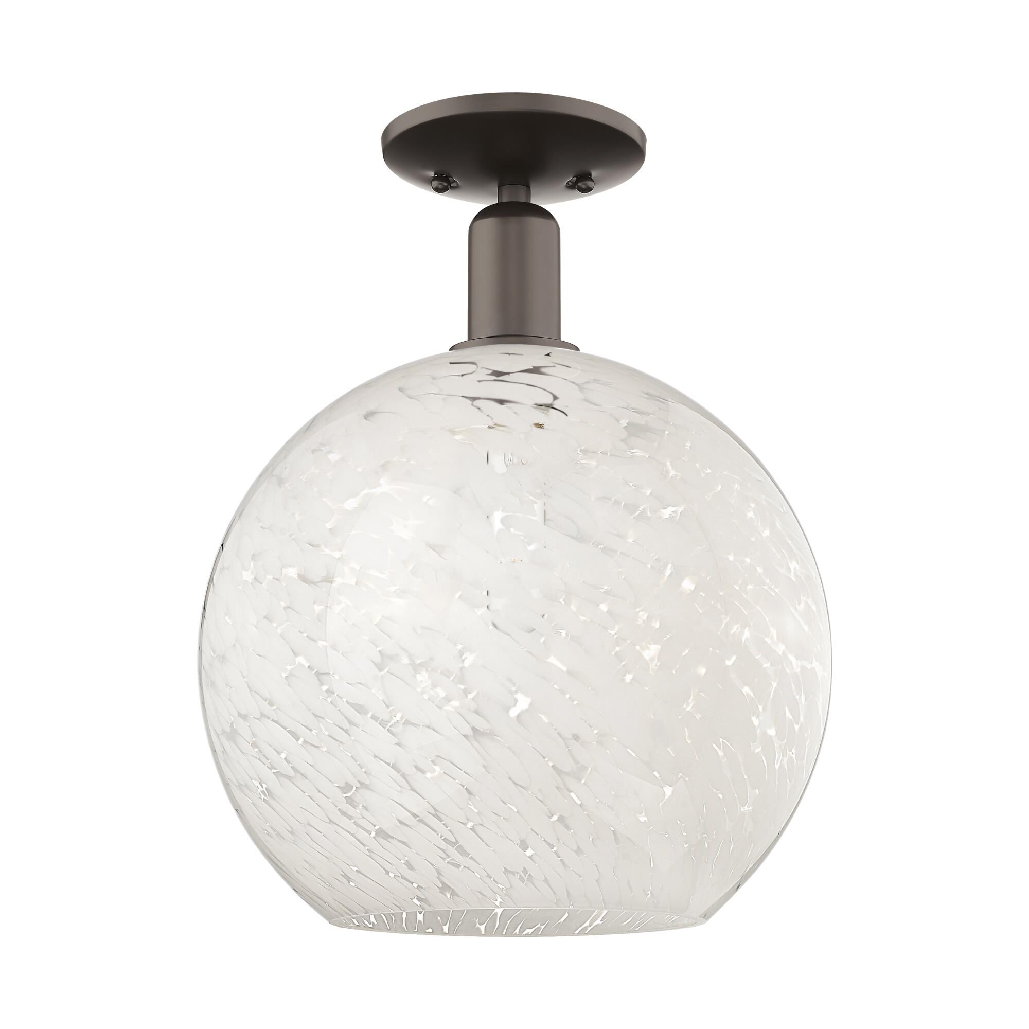 Shown in Oil Rubbed Bronze finish and White Mouchette glass