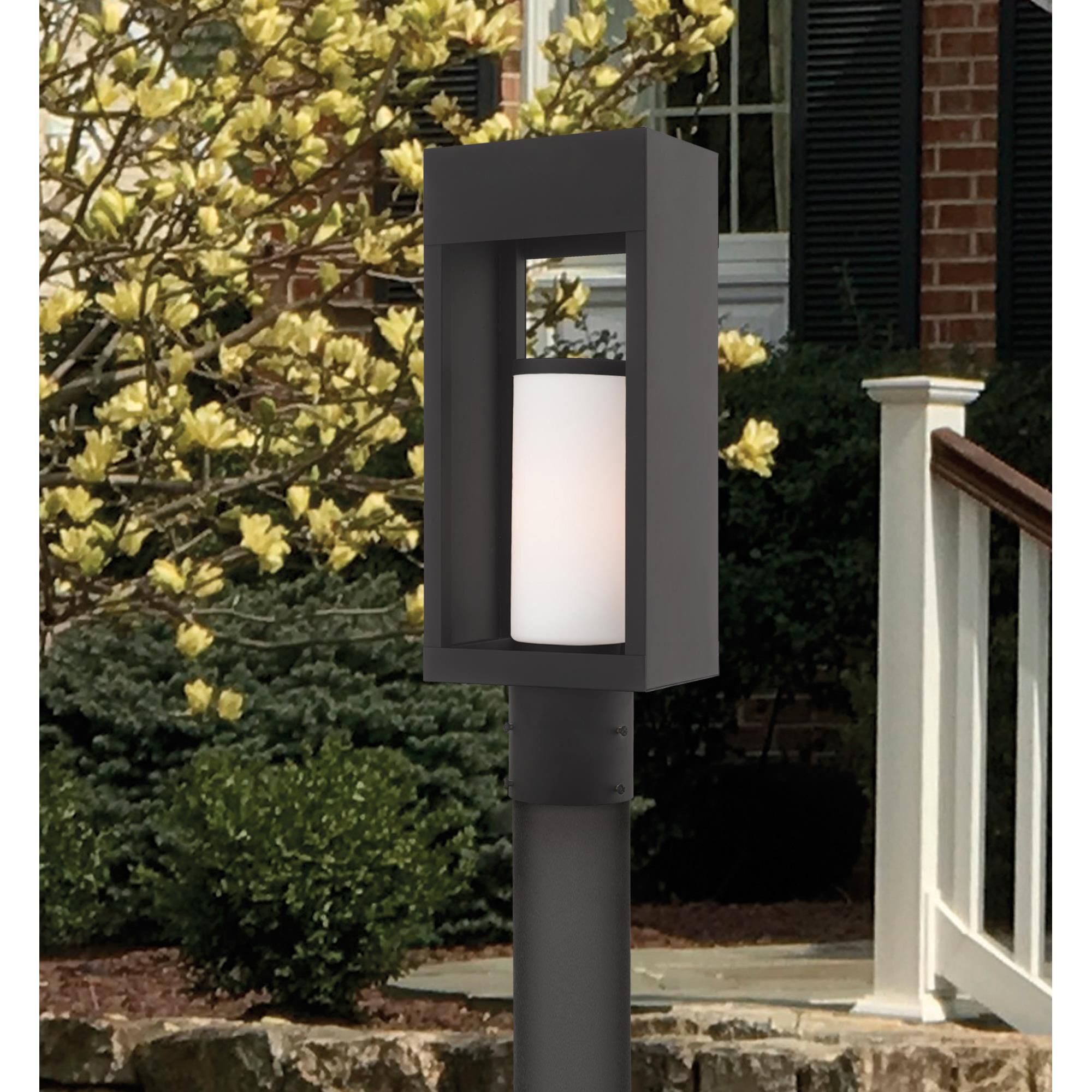 Shown in Black finish and Hand Blown Satin Opal White Cylinder glass