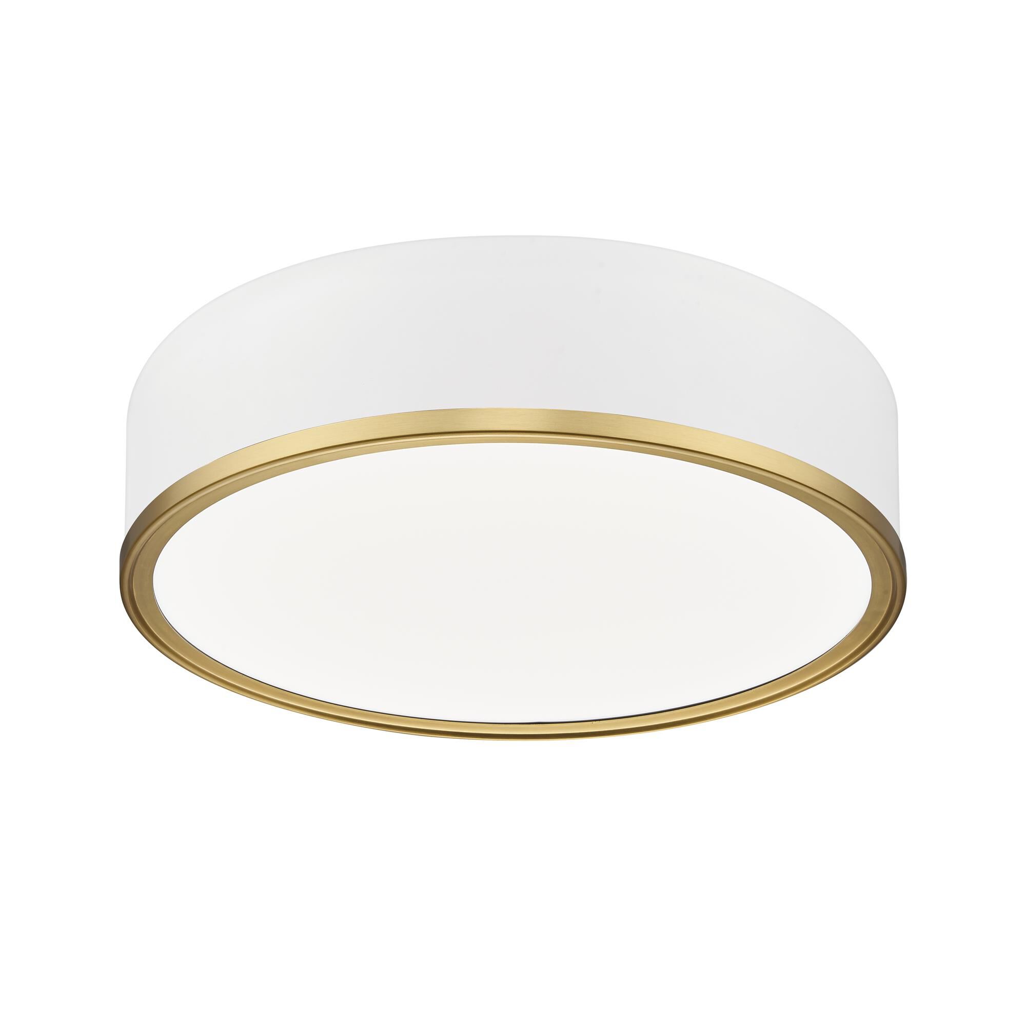 Shown in Matte White + Modern Gold finish and Frosted glass and Frosted shade