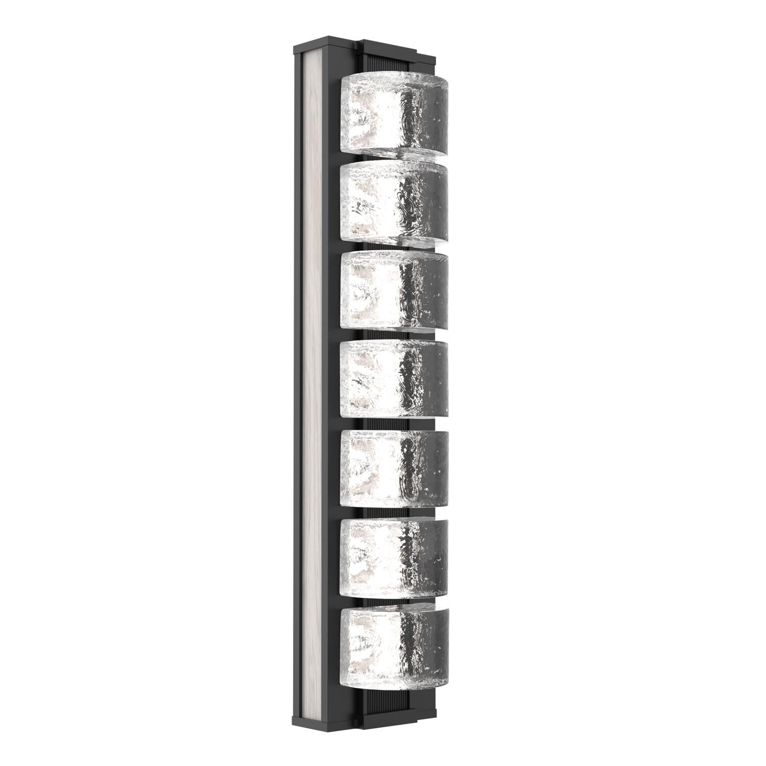 Shown in Matte Black finish and Clear Rounded glass and Light Oak accent