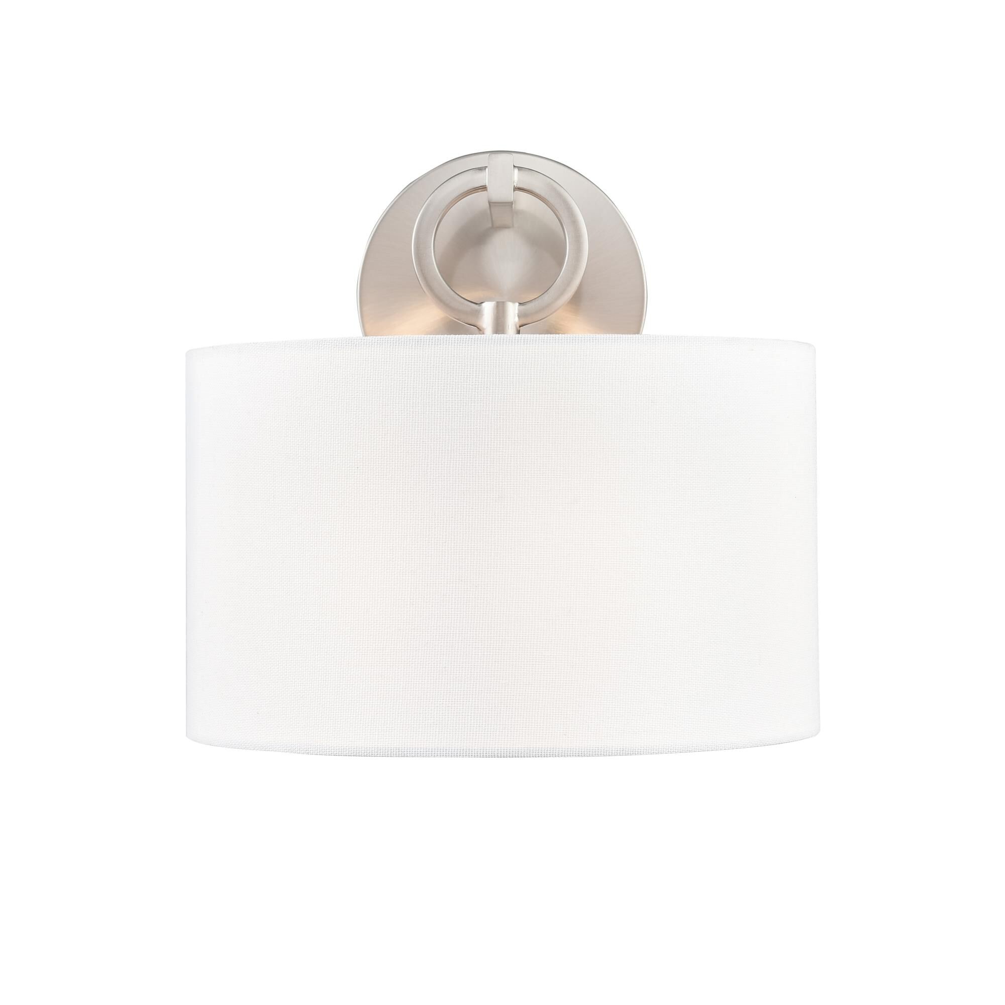 Shown in Brushed Nickel finish and Linen shade