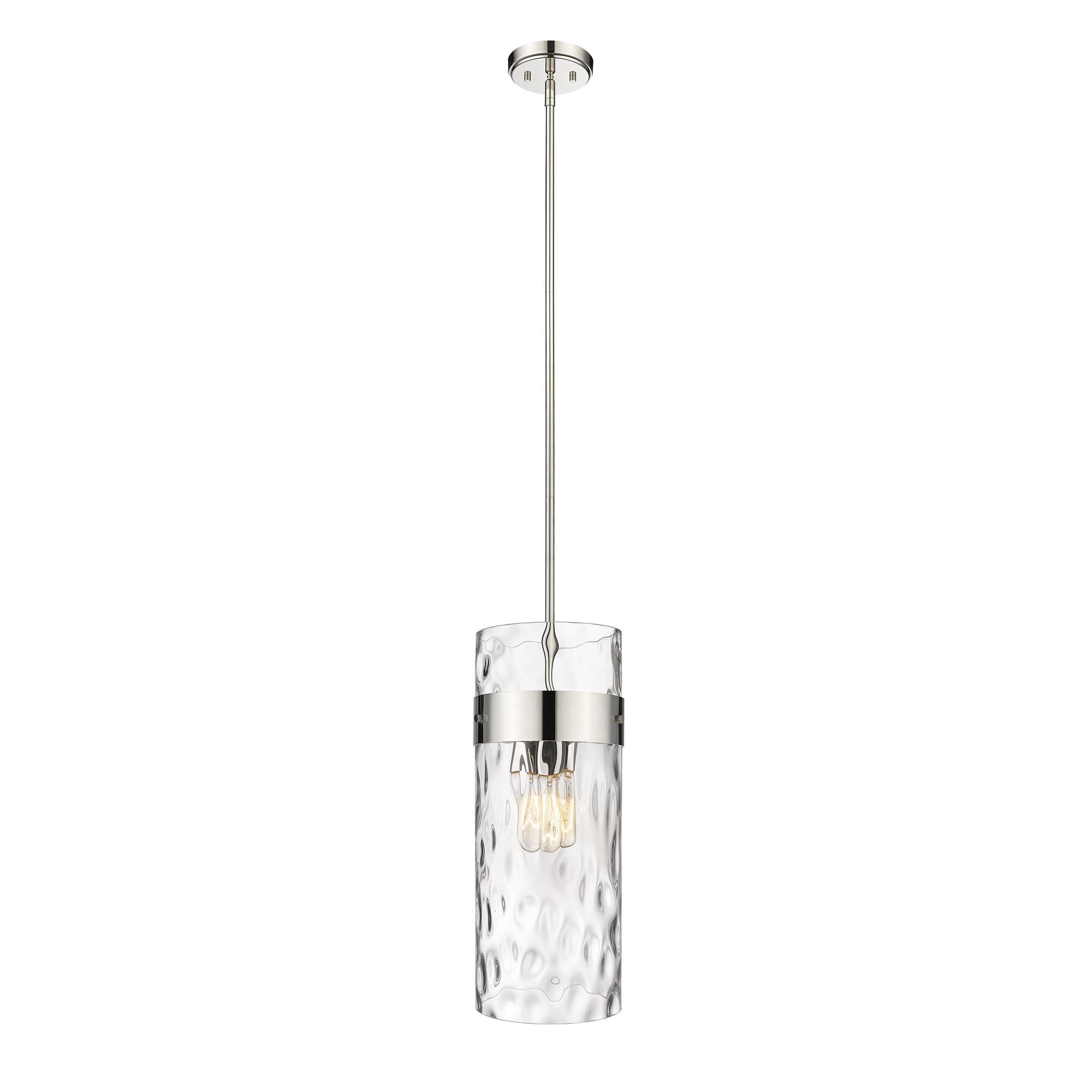 Shown in Polished Nickel finish and Glass shade