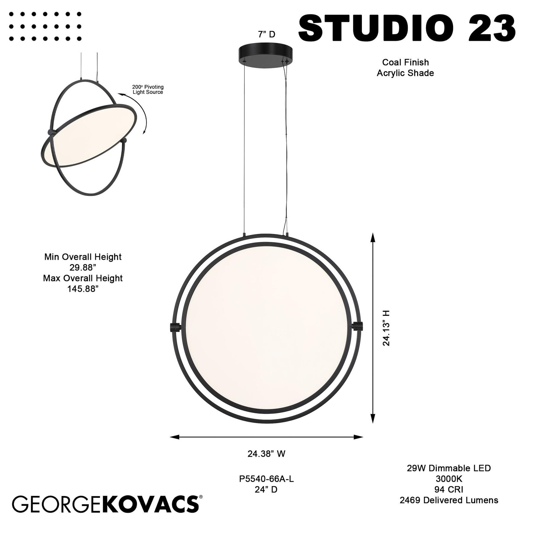 Kovacs Studio 23 24 Inch LED Large Pendant