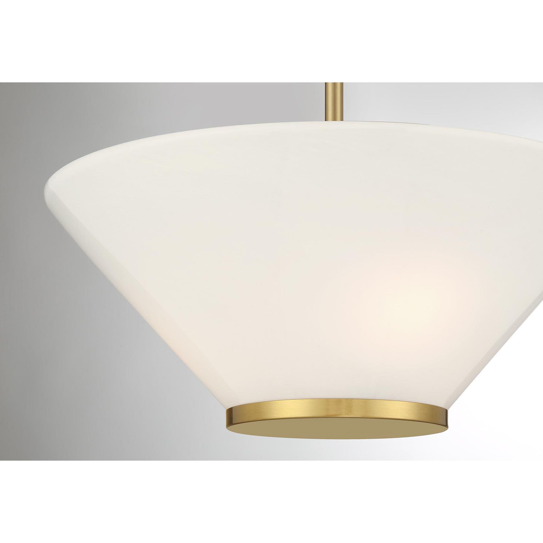 Shown in Warm Brass finish and Strie shade