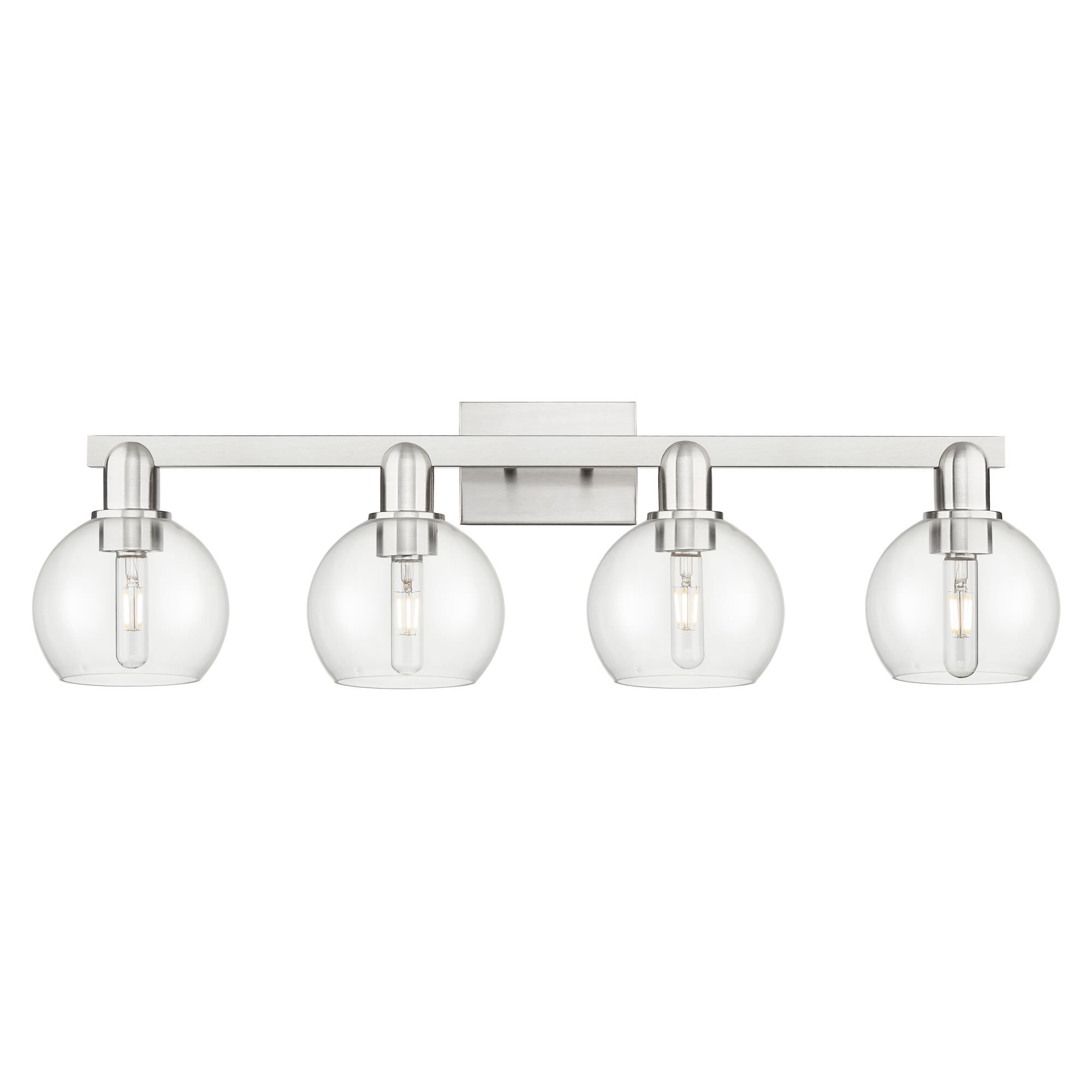 Shown in Brushed Satin Nickel finish and Clear glass