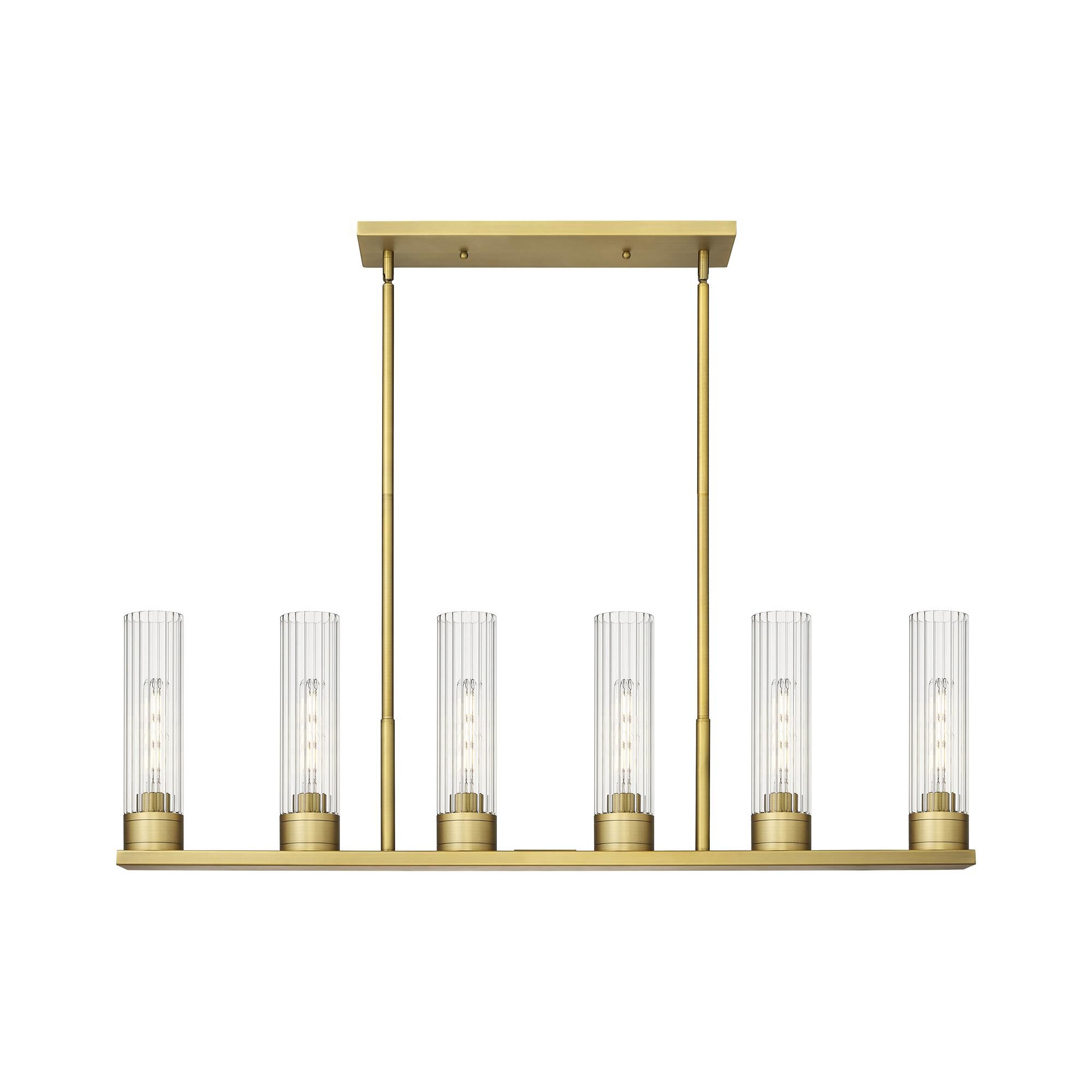 Shown in Brushed Brass finish and Clear glass