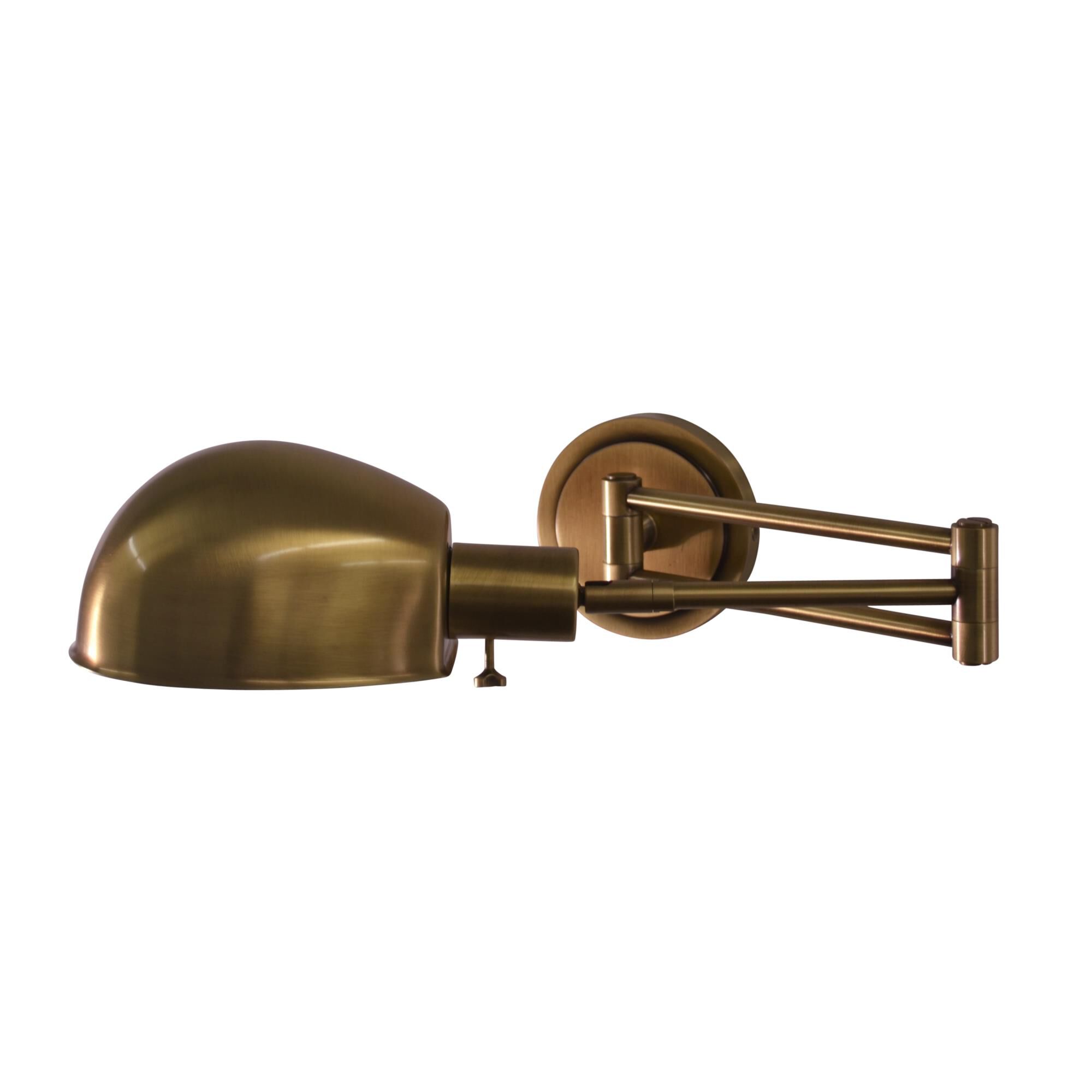 Shown in Antique Brass finish and Metal shade
