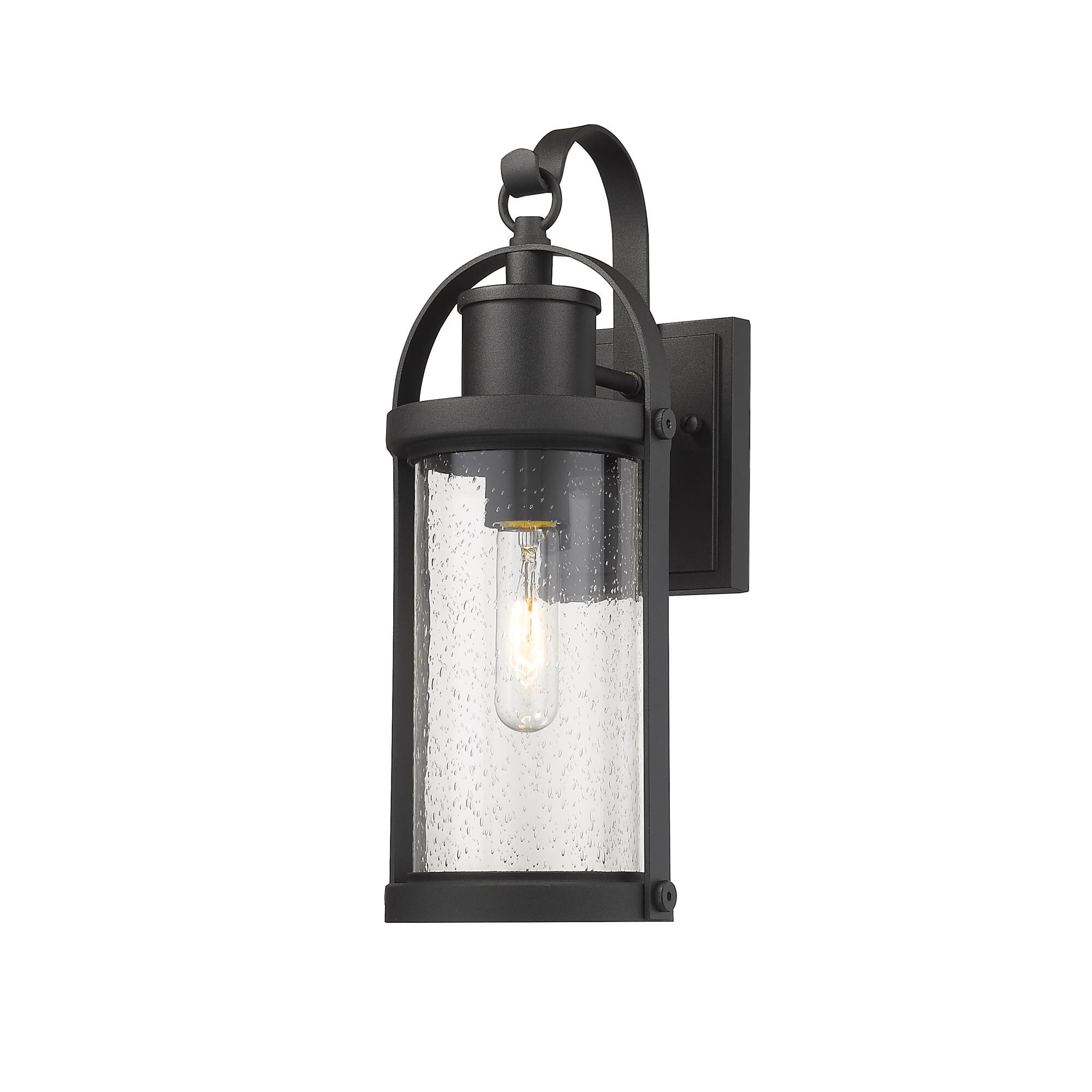 Shown in Black finish and Glass shade