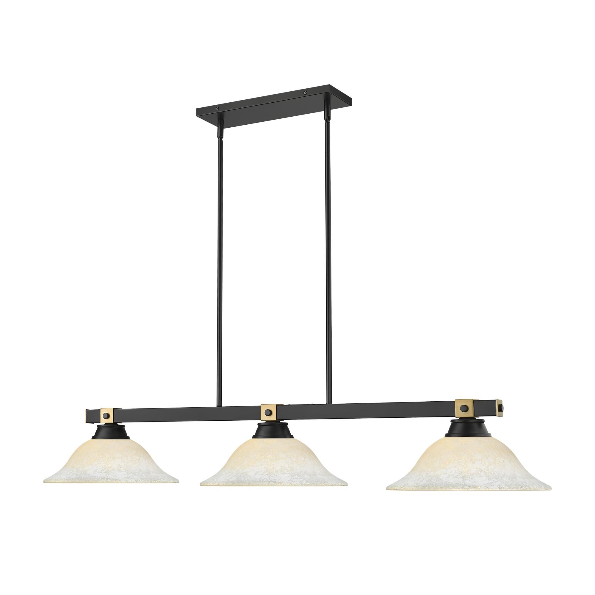Shown in Matte Black + Rubbed Brass finish and White Mottle glass and White Mottle shade
