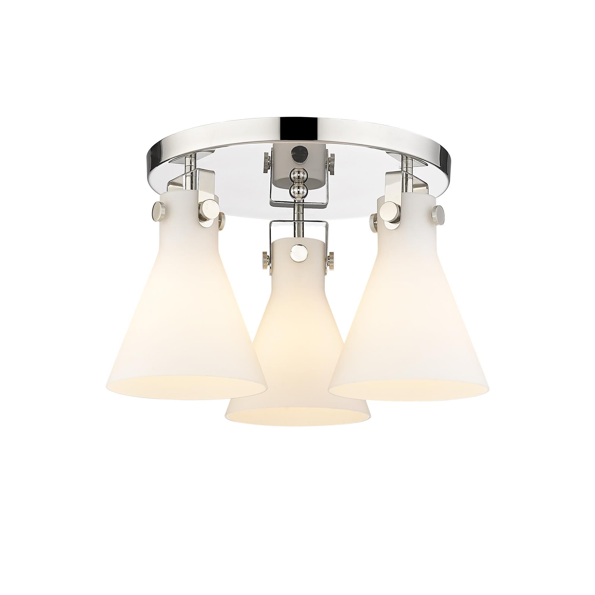 Shown in Polished Nickel finish and Matte White glass