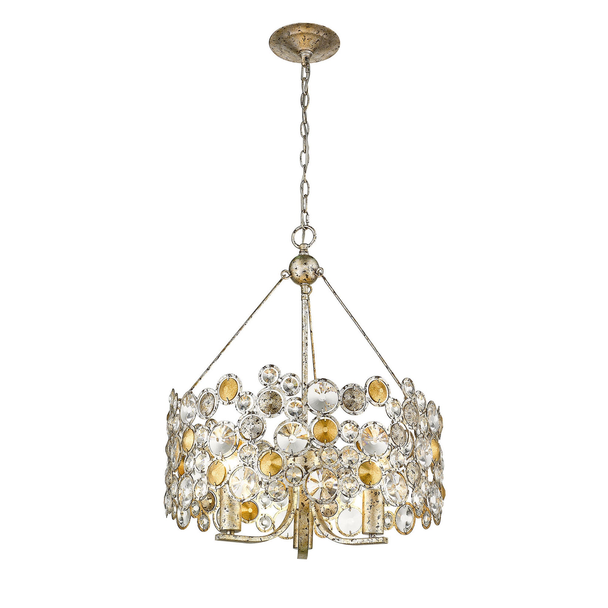 Shown in Antique Silver Leaf finish and -- glass and -- shade