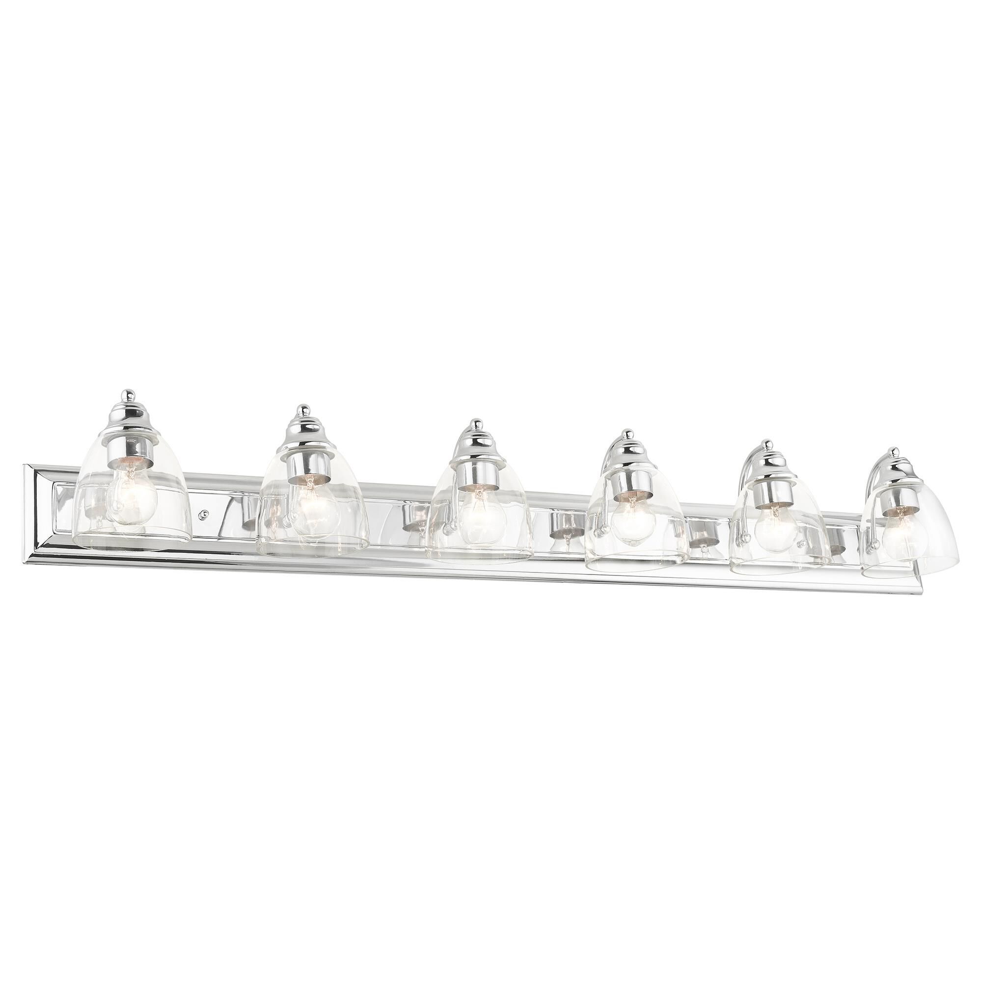 Shown in Polished Chrome finish and Hand Blown Clear glass