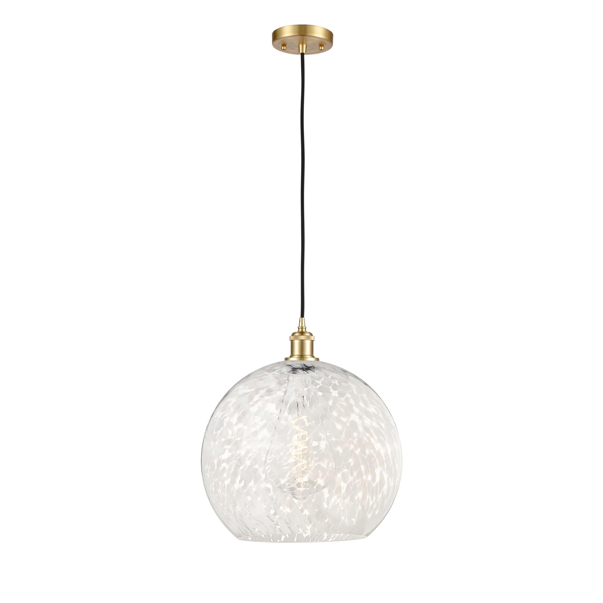 Shown in Satin Gold finish and White Mouchette glass