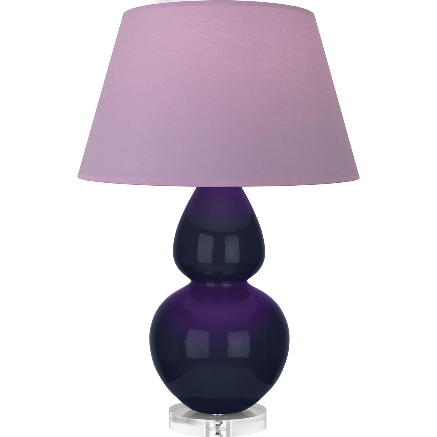 Shown in Midnight Blue finish and Lavender and Plum shade and Lucite accent
