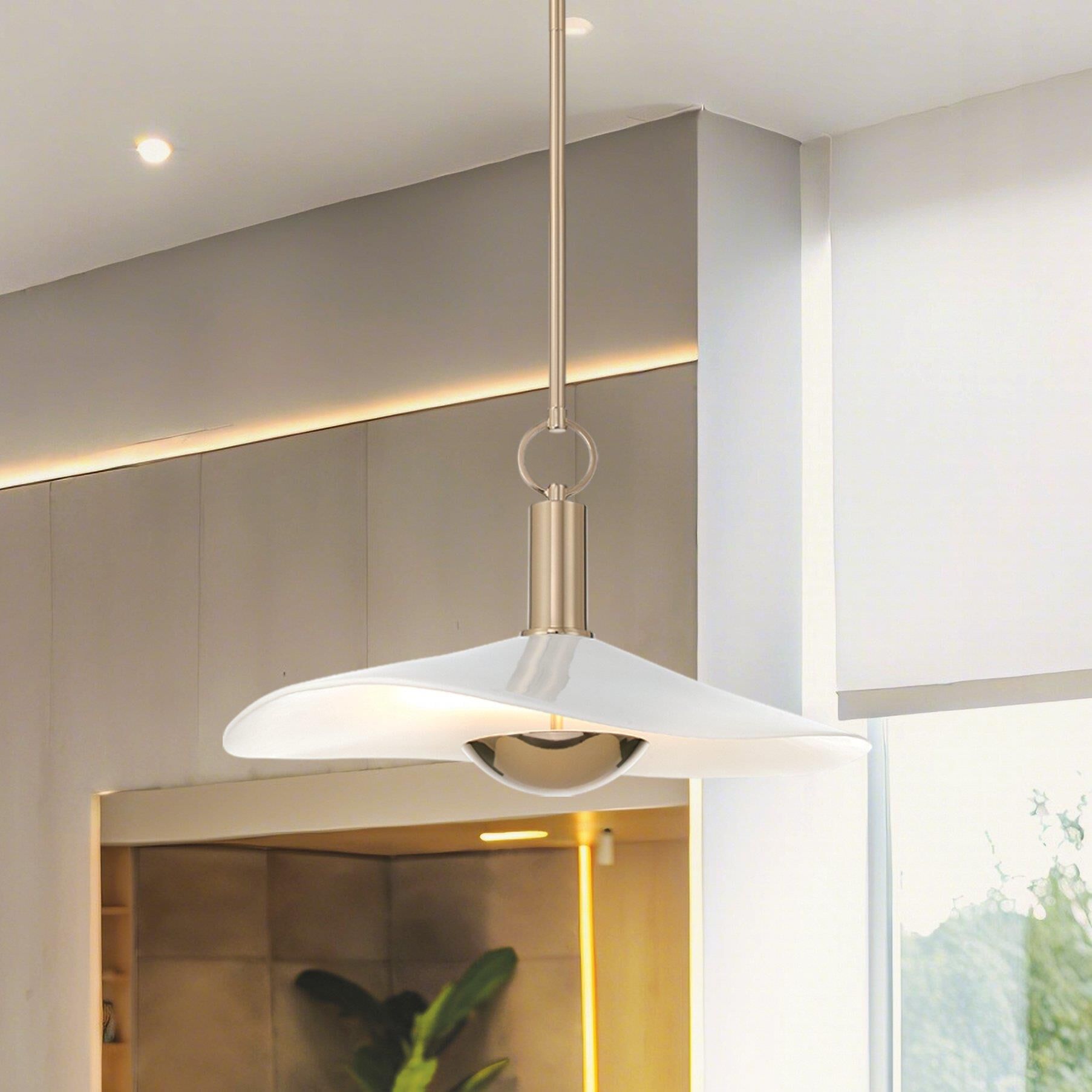 Shown in Polished Gold finish and White Glazed glass