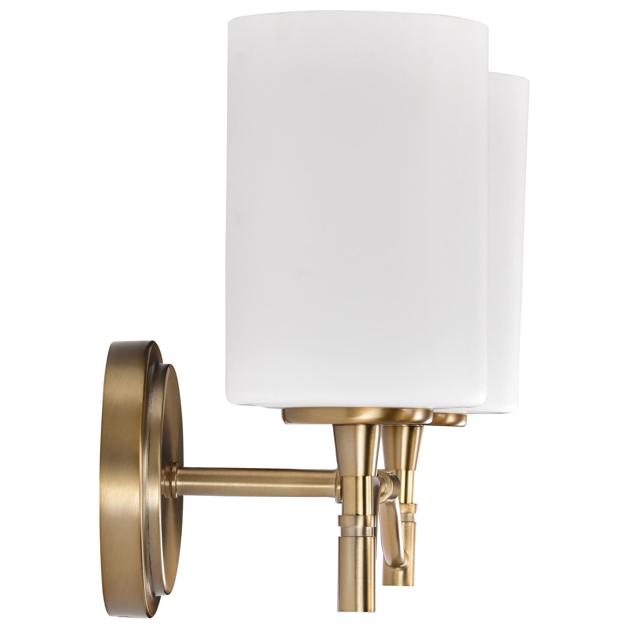 Shown in Burnished Brass finish and White Opal glass