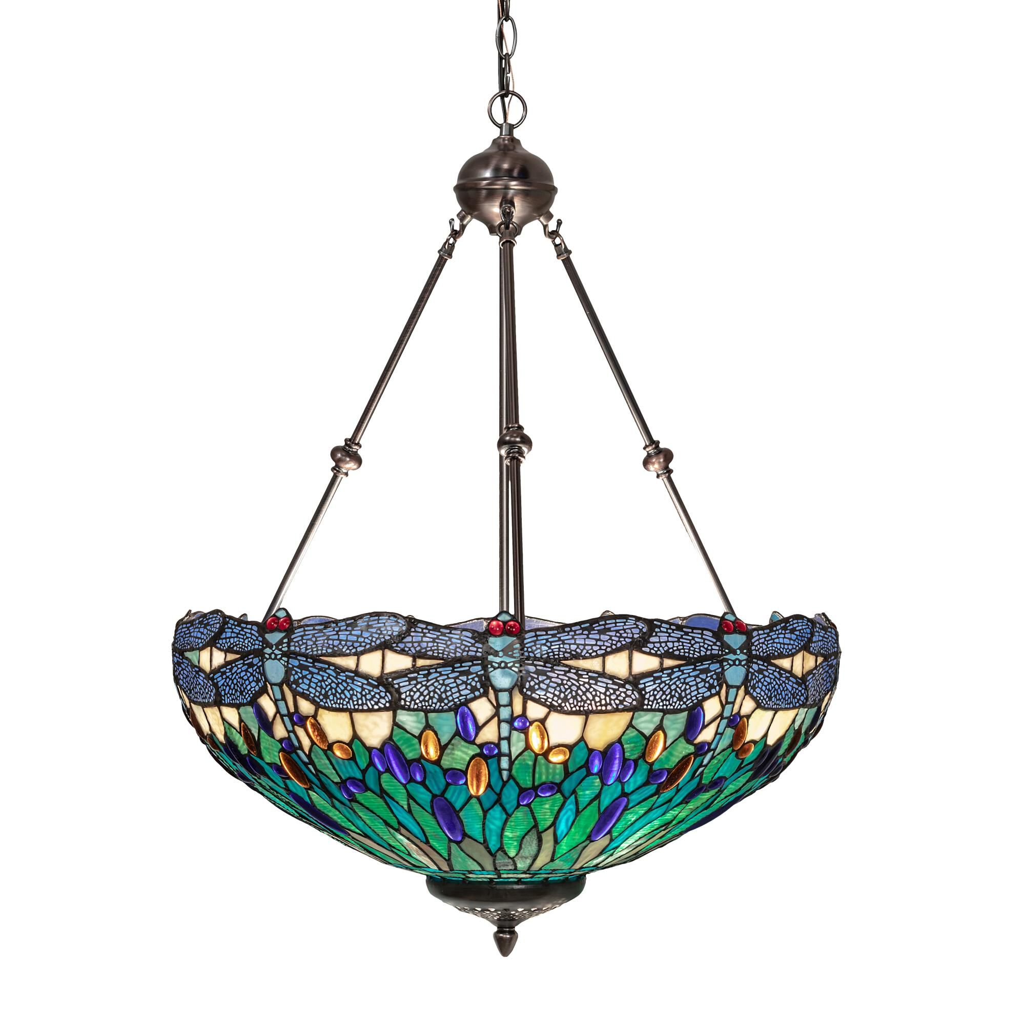 Tiffany Hanginghead Dragonfly 22 Inch Large Pendant by Meyda Lighting