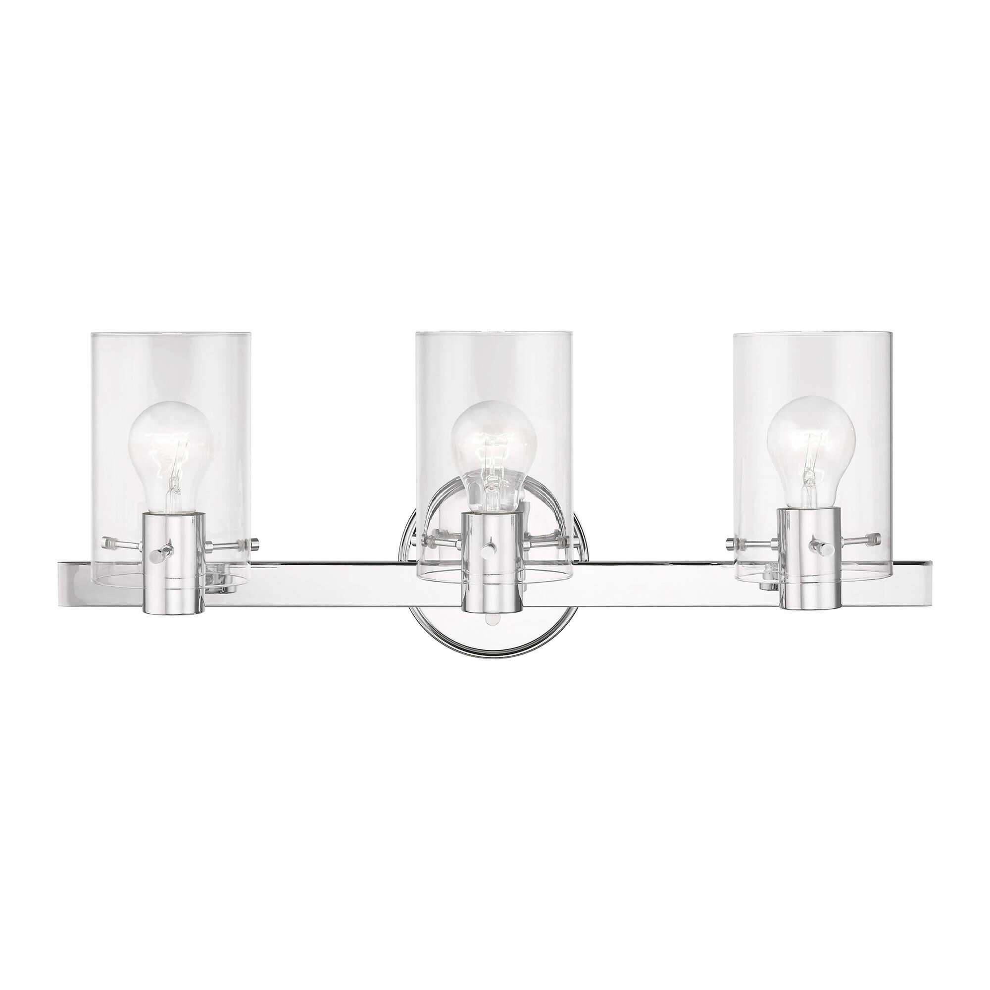 Shown in Polished Chrome finish and Clear glass