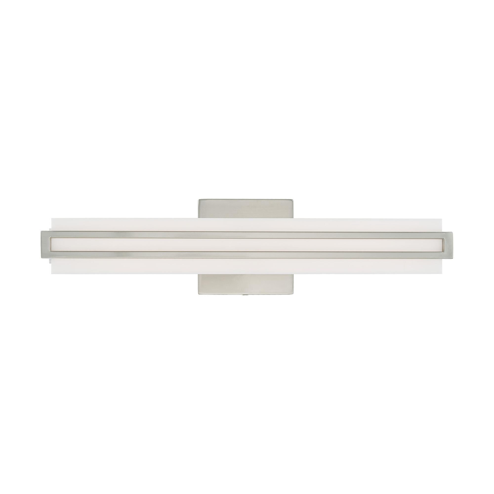 Shown in Brushed Nickel finish and Satin White Acrylic shade